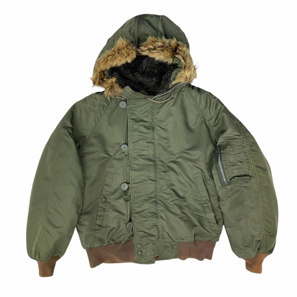 I. Spiewak And Sons × Vintage 💥 I. Spiewax Military Usa Fur Hoodie Bomber Jacket Size US L / EU 52-54 / 3 - 1 Thumbnail