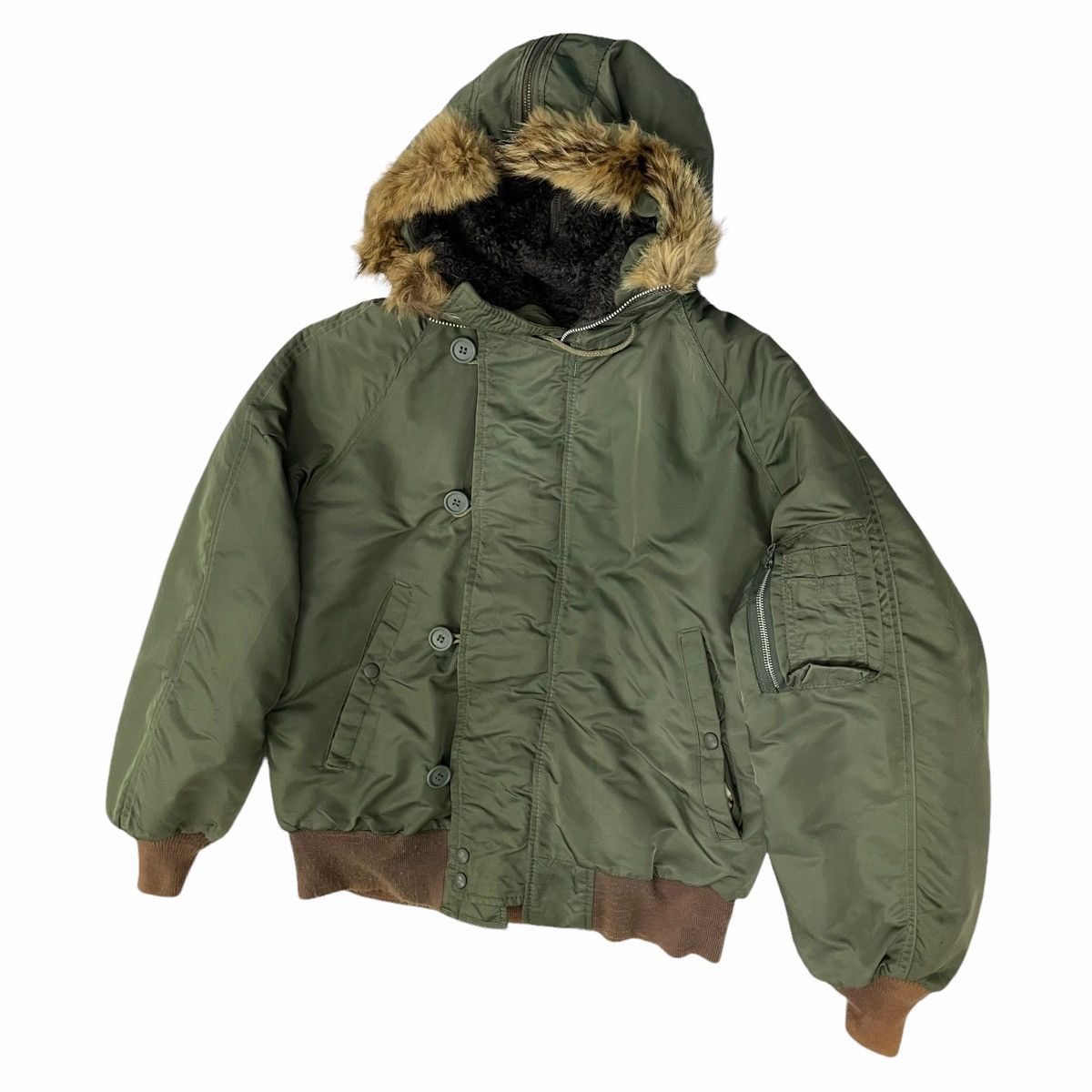 I. Spiewak And Sons × Vintage 💥 I. Spiewax Military Usa Fur Hoodie Bomber Jacket Size US L / EU 52-54 / 3 - 2 Thumbnail