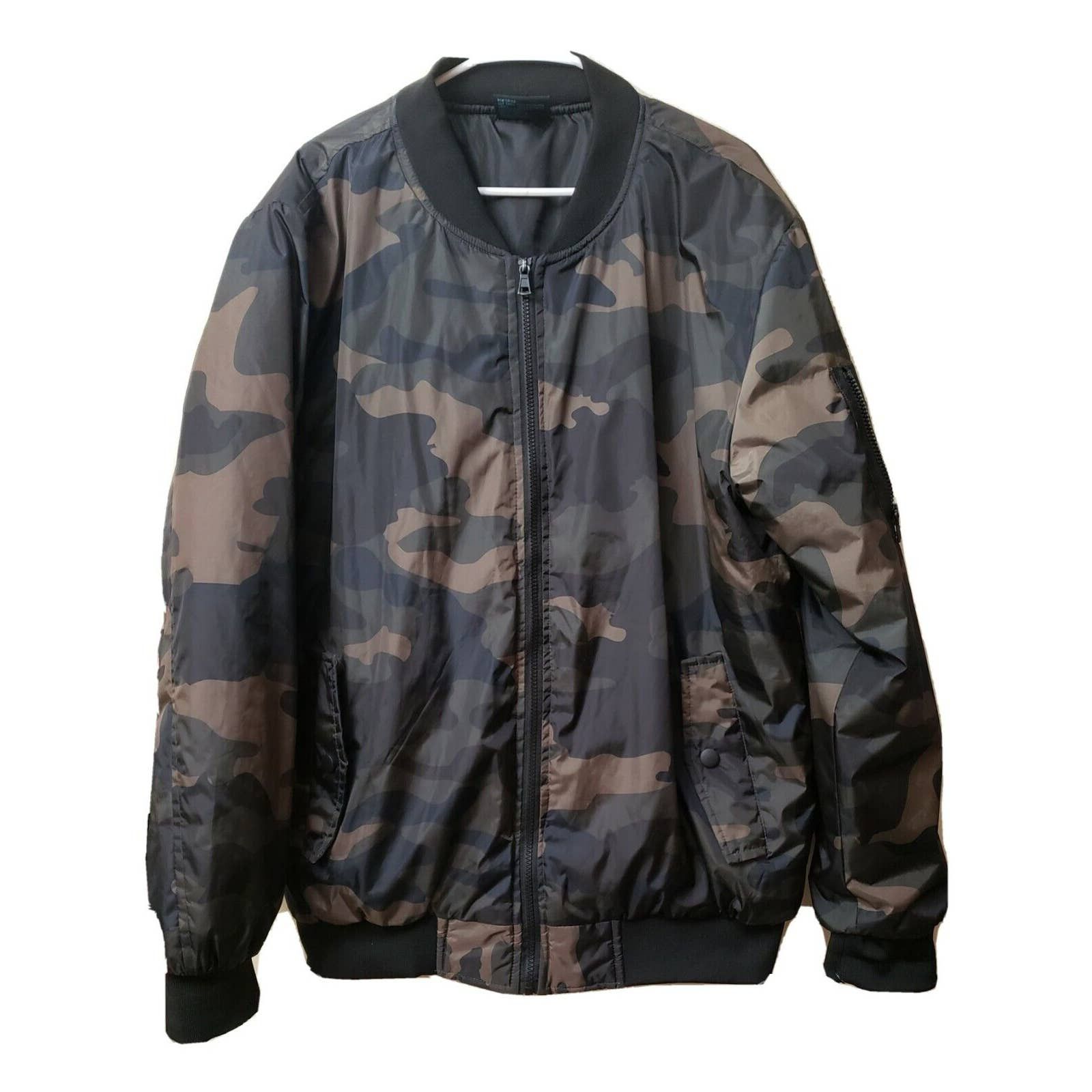 SAM'S Puffer Camoflauge Down Shiny Puffer Jacket Men's L