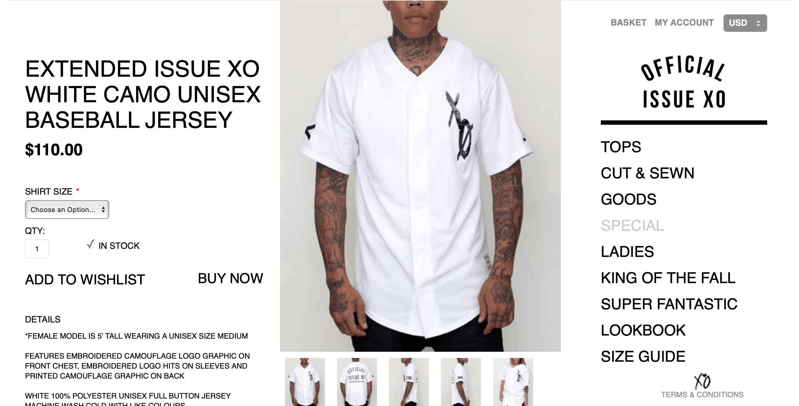 The Weeknd *GRAIL* Official Issue XO Baseball Jersey 2XO14 white Size US L / EU 52-54 / 3 - 4 Thumbnail