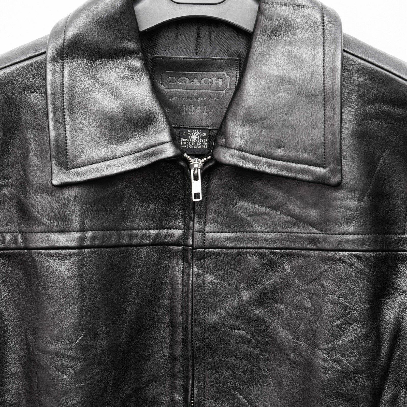 Coach × Leather Luxury Real Leather Black Jacket Blazer Zip Coat Overcoat Size S / US 4 / IT 40 - 3 Thumbnail