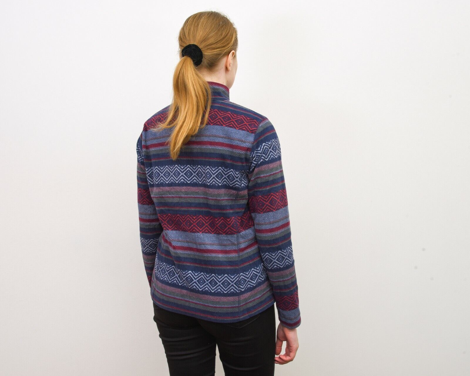 Eddie Bauer × Vintage M Striped Aztec Fleece Jumper Sweatshirt Pullover Sweater Size M / US 6-8 / IT 42-44 - 3 Thumbnail