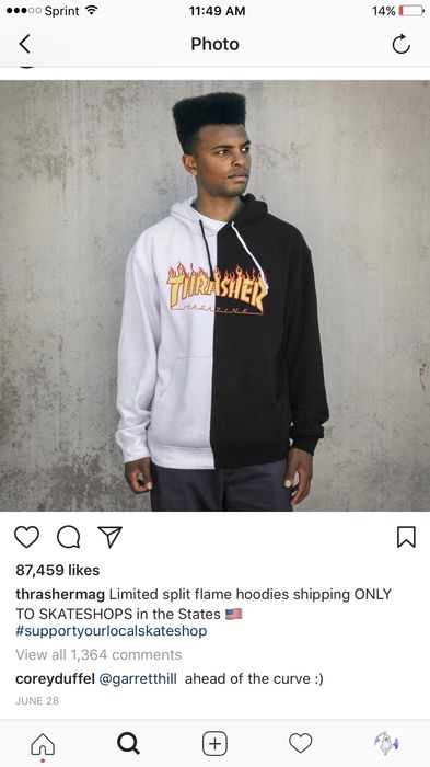 Thrasher split hoodie hot sale