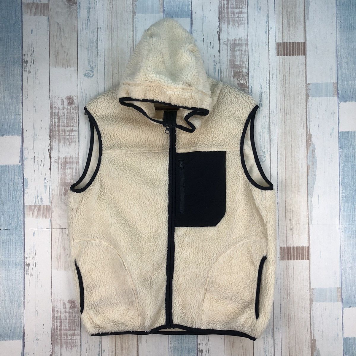 Global Work × Japanese Brand × Vintage Global Work Deep Pile Fleece Sleeveless Hoodie Size US M / EU 48-50 / 2 - 1 Thumbnail