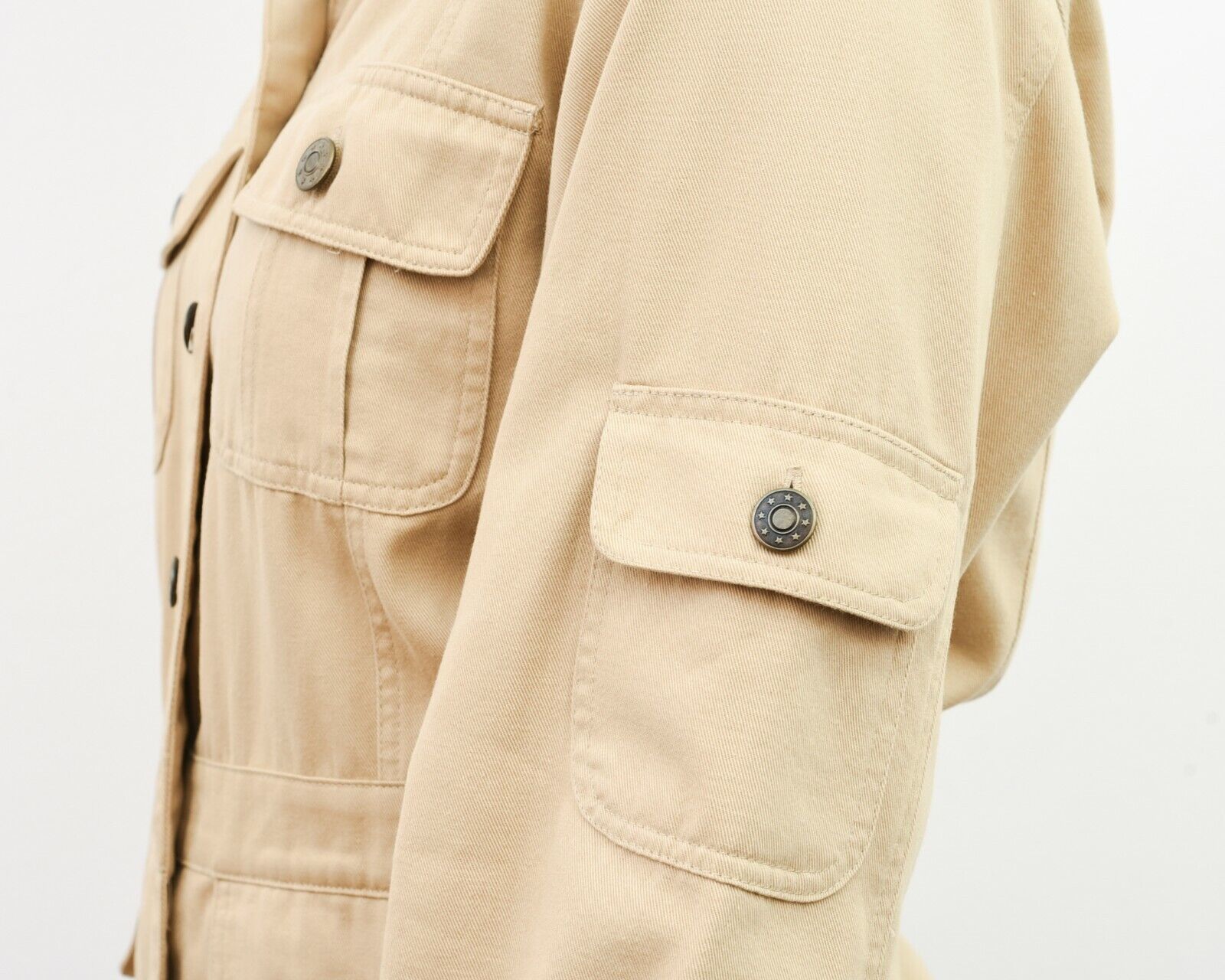 Other × Vintage Women's S Trucker Blazer Jacket Chore Beige Tan VTG Cotton Size S / US 4 / IT 40 - 5 Thumbnail