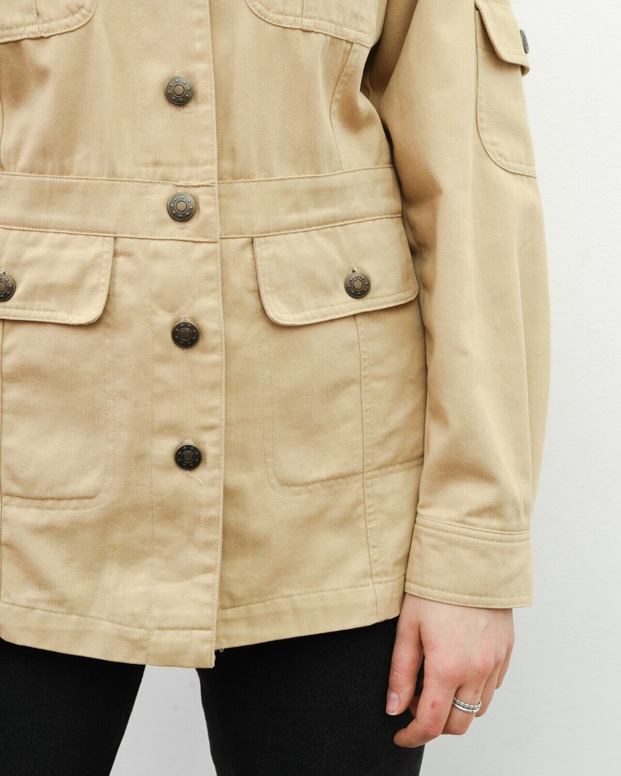 Other × Vintage Women's S Trucker Blazer Jacket Chore Beige Tan VTG Cotton Size S / US 4 / IT 40 - 4 Thumbnail