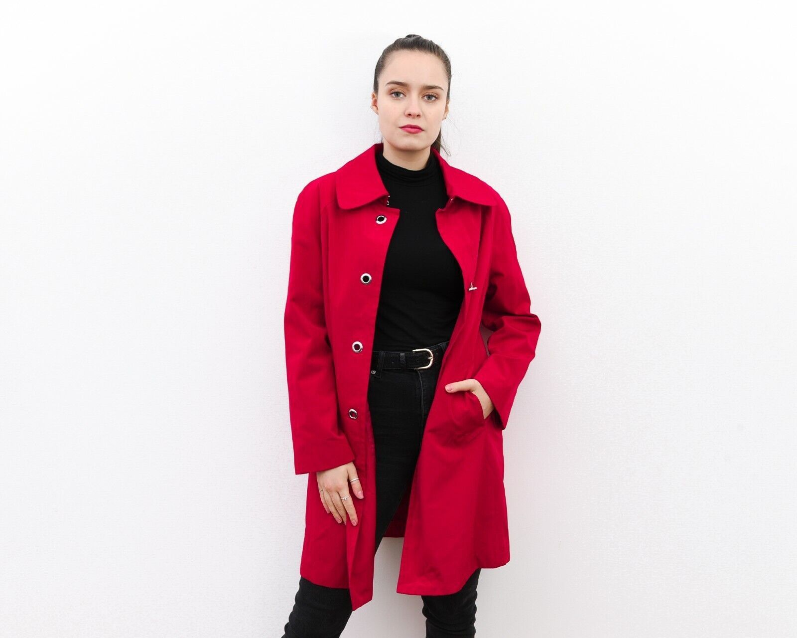 London Fog × Vintage Women's S Raincoat Trench Mac Coat Red Jacket Classic Size S / US 4 / IT 40 - 3 Thumbnail