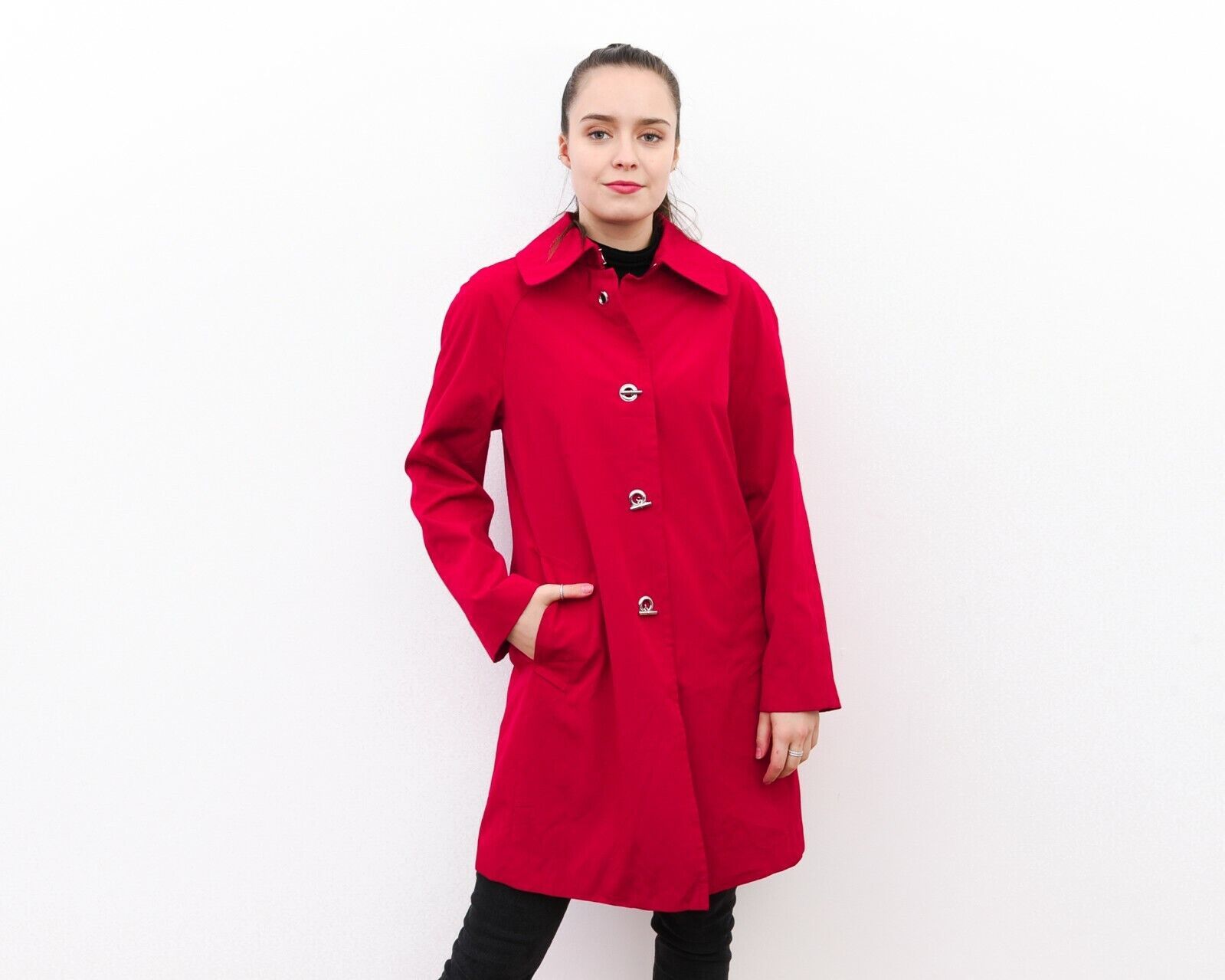 London Fog × Vintage Women's S Raincoat Trench Mac Coat Red Jacket Classic Size S / US 4 / IT 40 - 2 Thumbnail