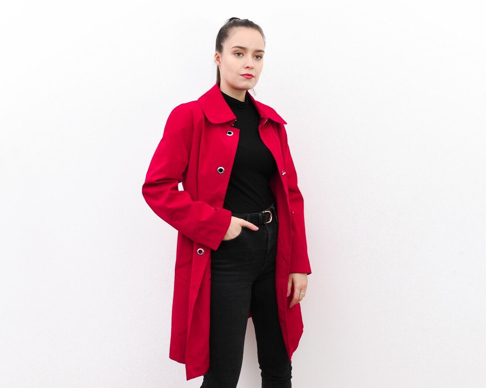 London Fog × Vintage Women's S Raincoat Trench Mac Coat Red Jacket Classic Size S / US 4 / IT 40 - 4 Thumbnail