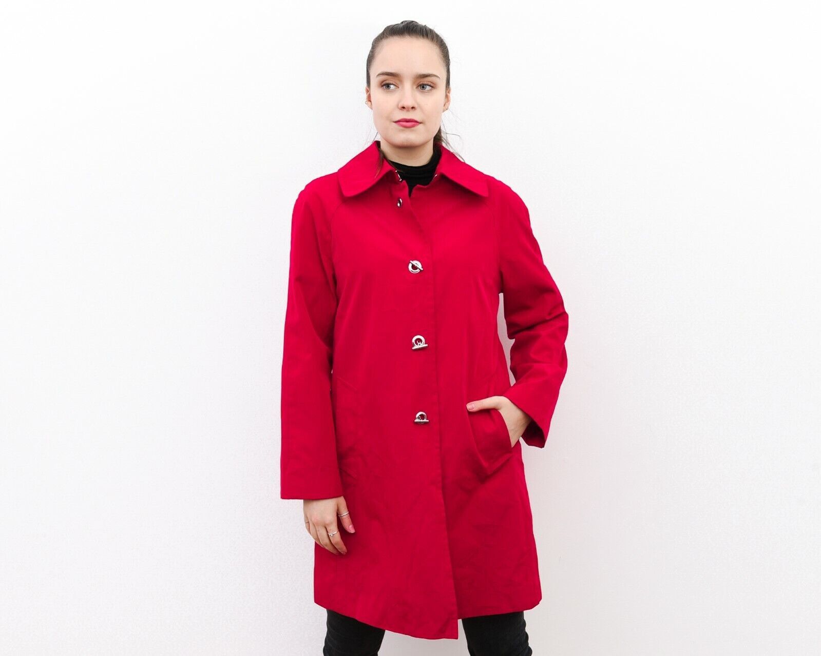 London Fog × Vintage Women's S Raincoat Trench Mac Coat Red Jacket Classic Size S / US 4 / IT 40 - 1 Thumbnail