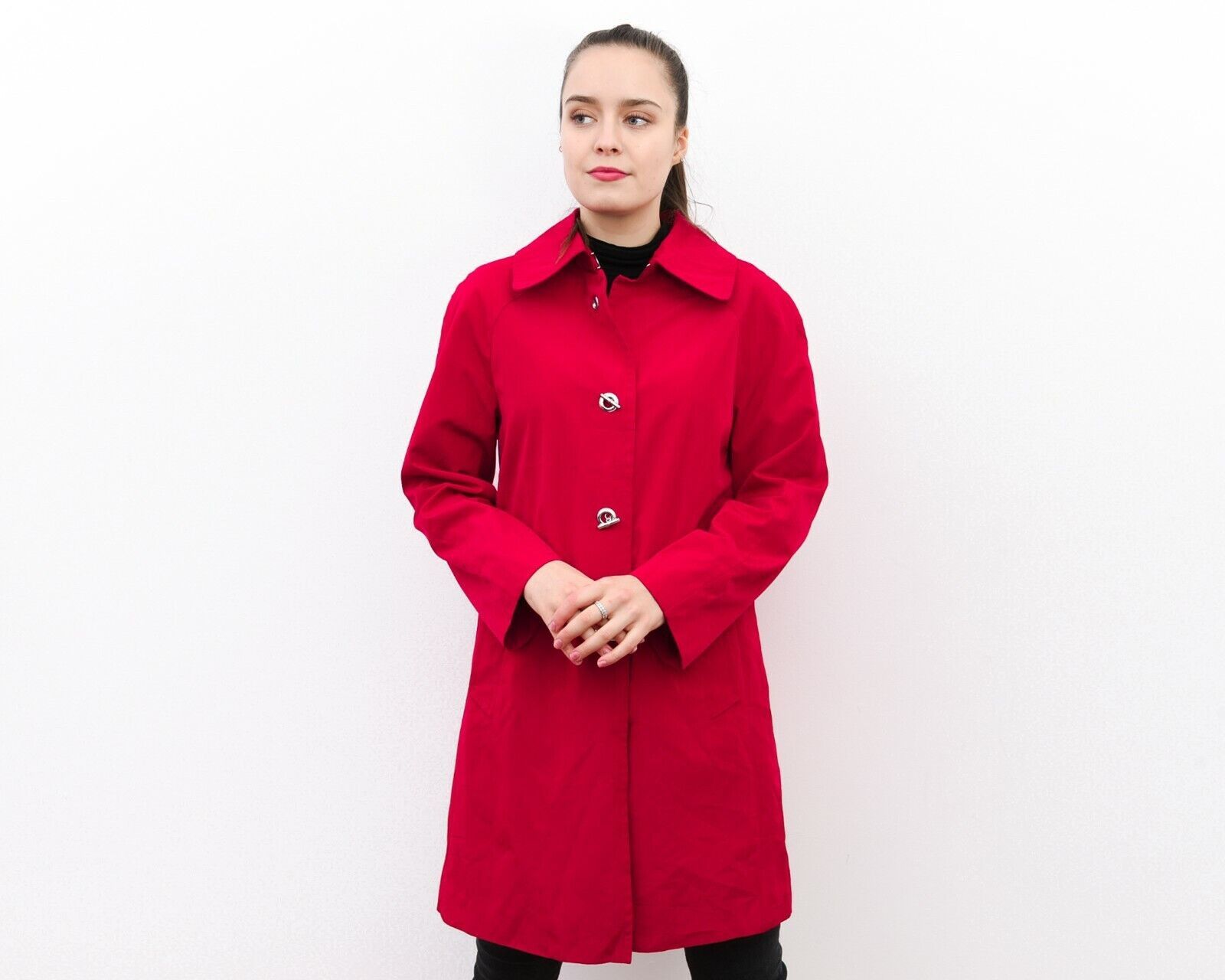 London Fog × Vintage Women's S Raincoat Trench Mac Coat Red Jacket Classic Size S / US 4 / IT 40 - 5 Thumbnail