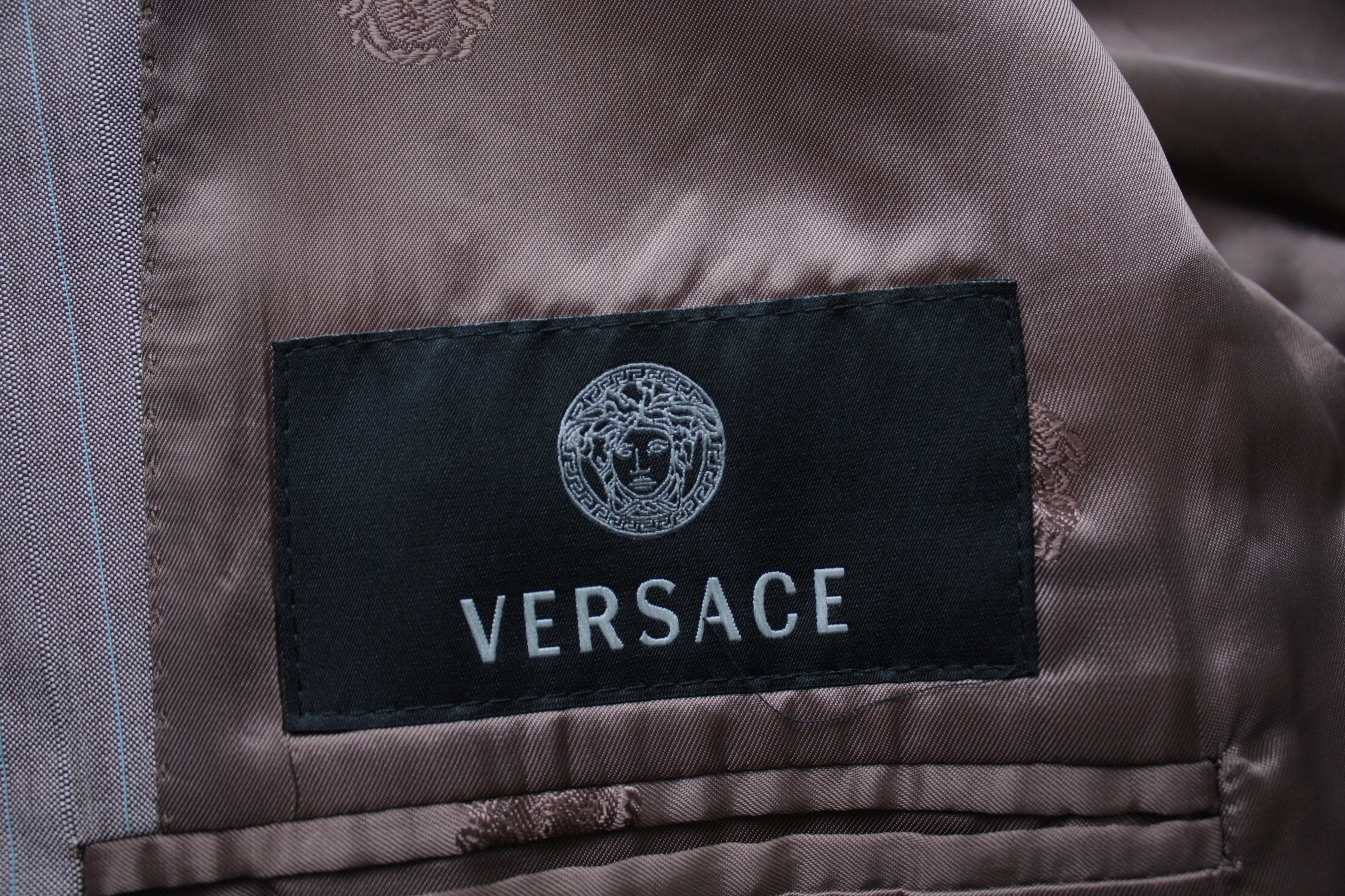 Versace Versace Beige/Gray Vintage 3 Buttons Blazer Made In Italy Size 48R - 5 Thumbnail