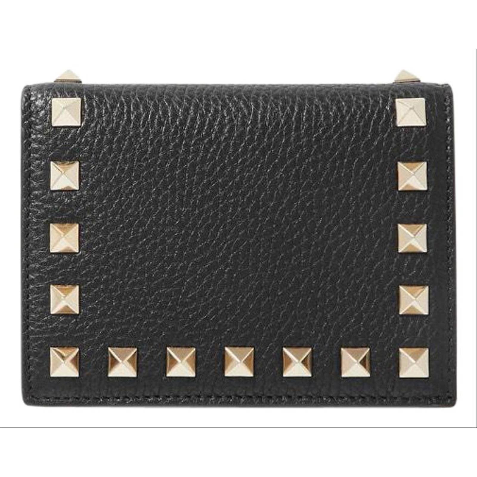 Garavani Rockstud leather compact wallet