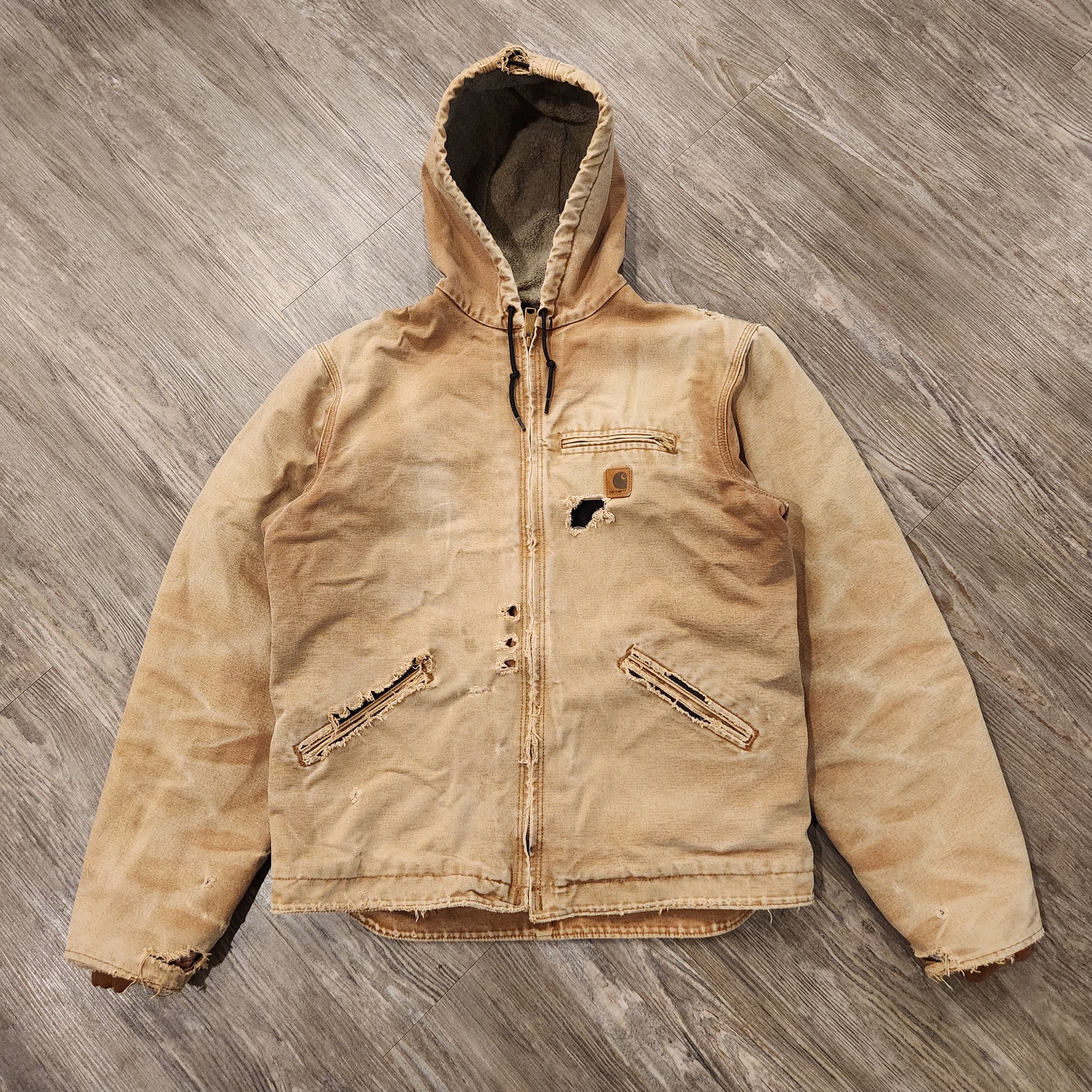 Carhartt Vintage Carhartt Detroit hooded sherpa Faded Thrashed jacket Size US L / EU 52-54 / 3 - 1 Thumbnail
