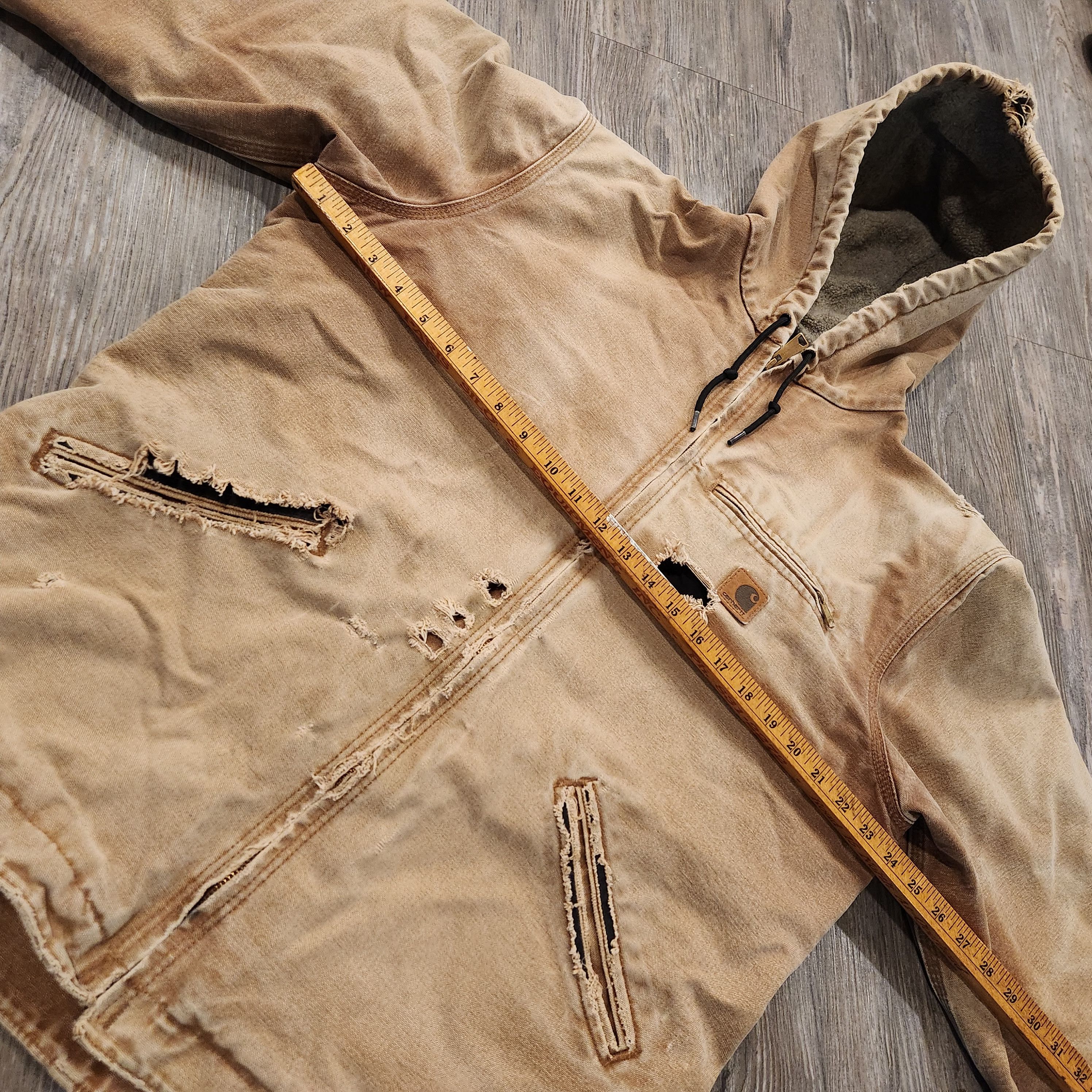 Carhartt Vintage Carhartt Detroit hooded sherpa Faded Thrashed jacket Size US L / EU 52-54 / 3 - 10 Thumbnail