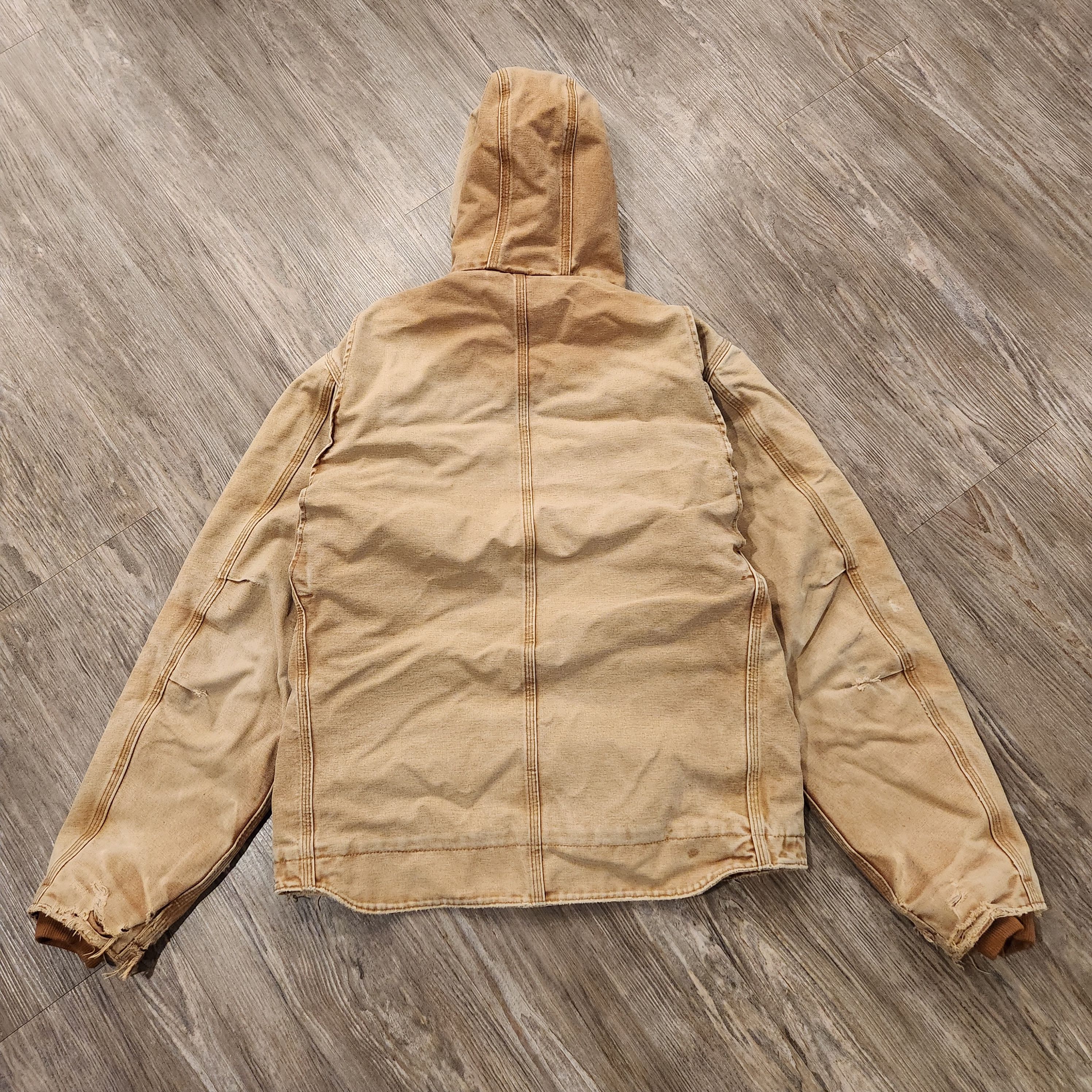 Carhartt Vintage Carhartt Detroit hooded sherpa Faded Thrashed jacket Size US L / EU 52-54 / 3 - 3 Thumbnail