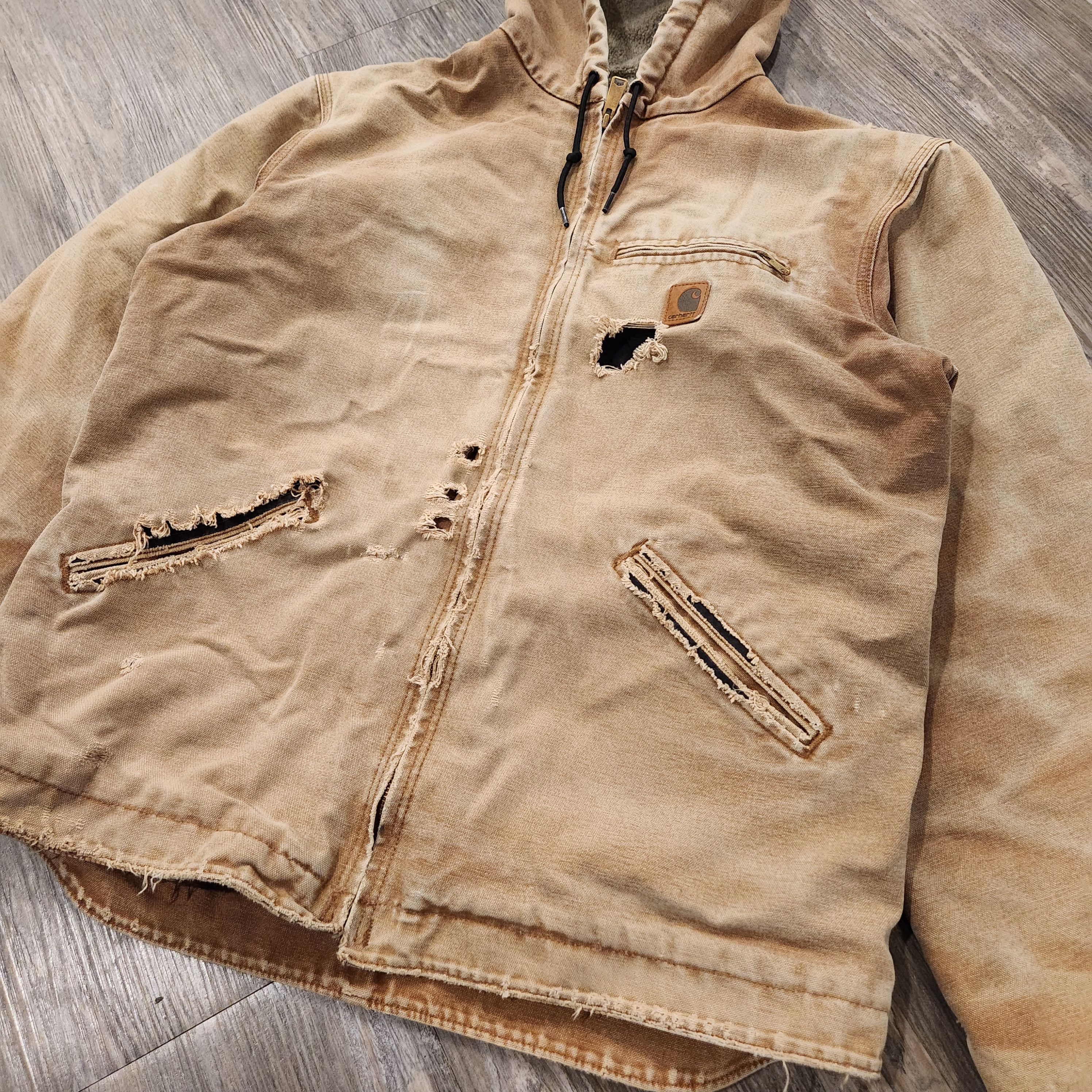 Carhartt Vintage Carhartt Detroit hooded sherpa Faded Thrashed jacket Size US L / EU 52-54 / 3 - 5 Thumbnail