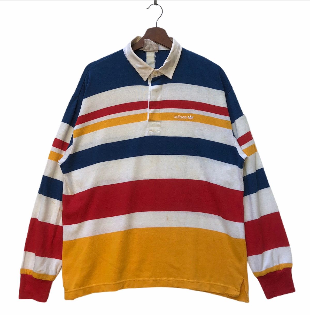 Vintage Vintage Adidas Striped Collar Shirt Size US M / EU 48-50 / 2 - 1 Thumbnail