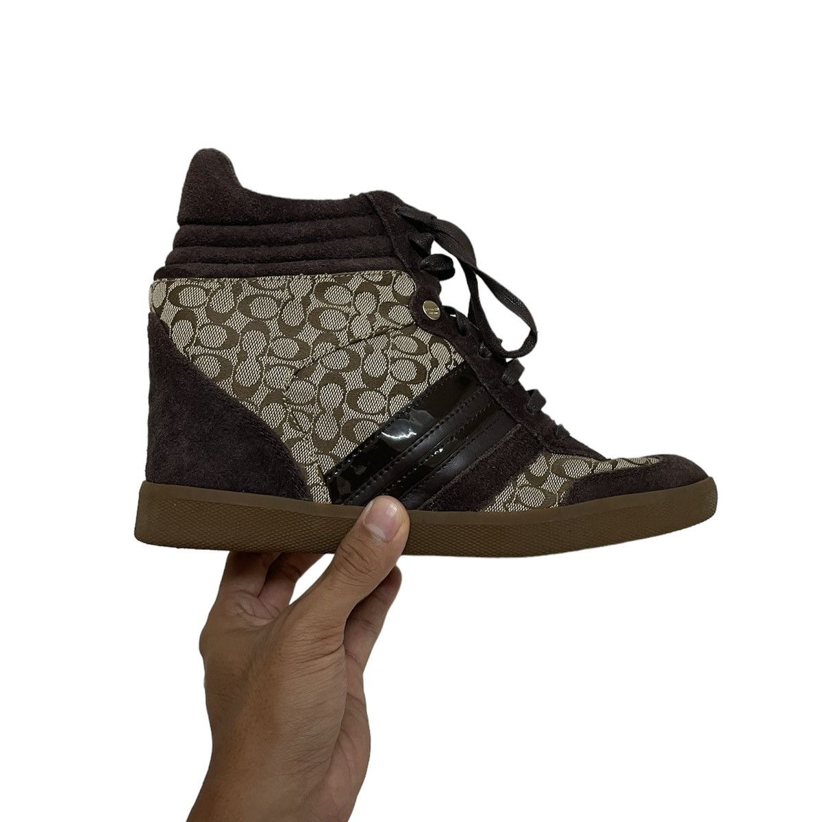 Coach Coach Alexis Fashion Wedge Sneaker Suede Heel Tennis Shoe Size US 6.5 / EU 39-40 - 7 Thumbnail