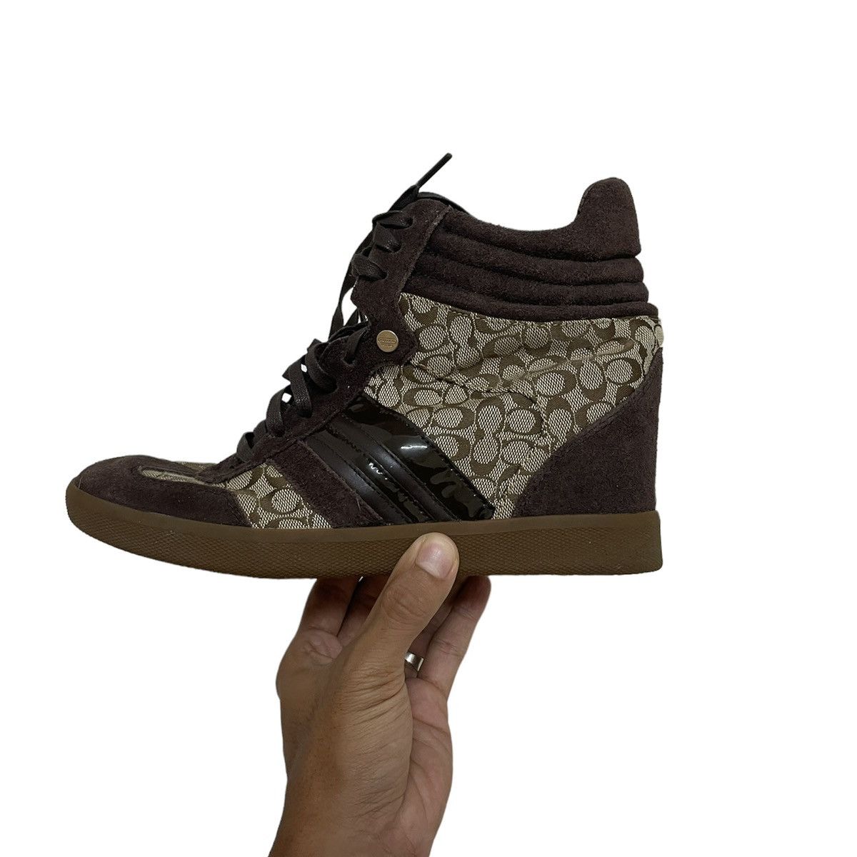 Coach Coach Alexis Fashion Wedge Sneaker Suede Heel Tennis Shoe Size US 6.5 / EU 39-40 - 6 Thumbnail