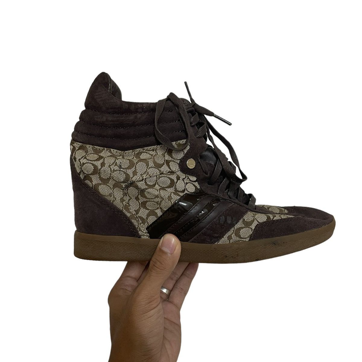 Coach Coach Alexis Fashion Wedge Sneaker Suede Heel Tennis Shoe Size US 6.5 / EU 39-40 - 2 Thumbnail