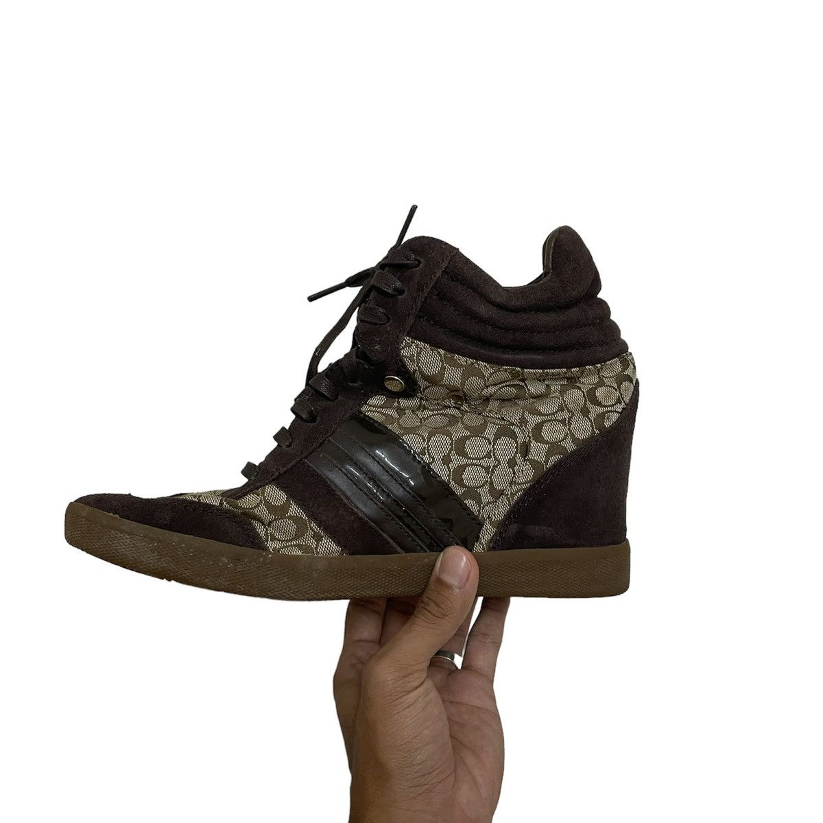 Coach Coach Alexis Fashion Wedge Sneaker Suede Heel Tennis Shoe Size US 6.5 / EU 39-40 - 3 Thumbnail