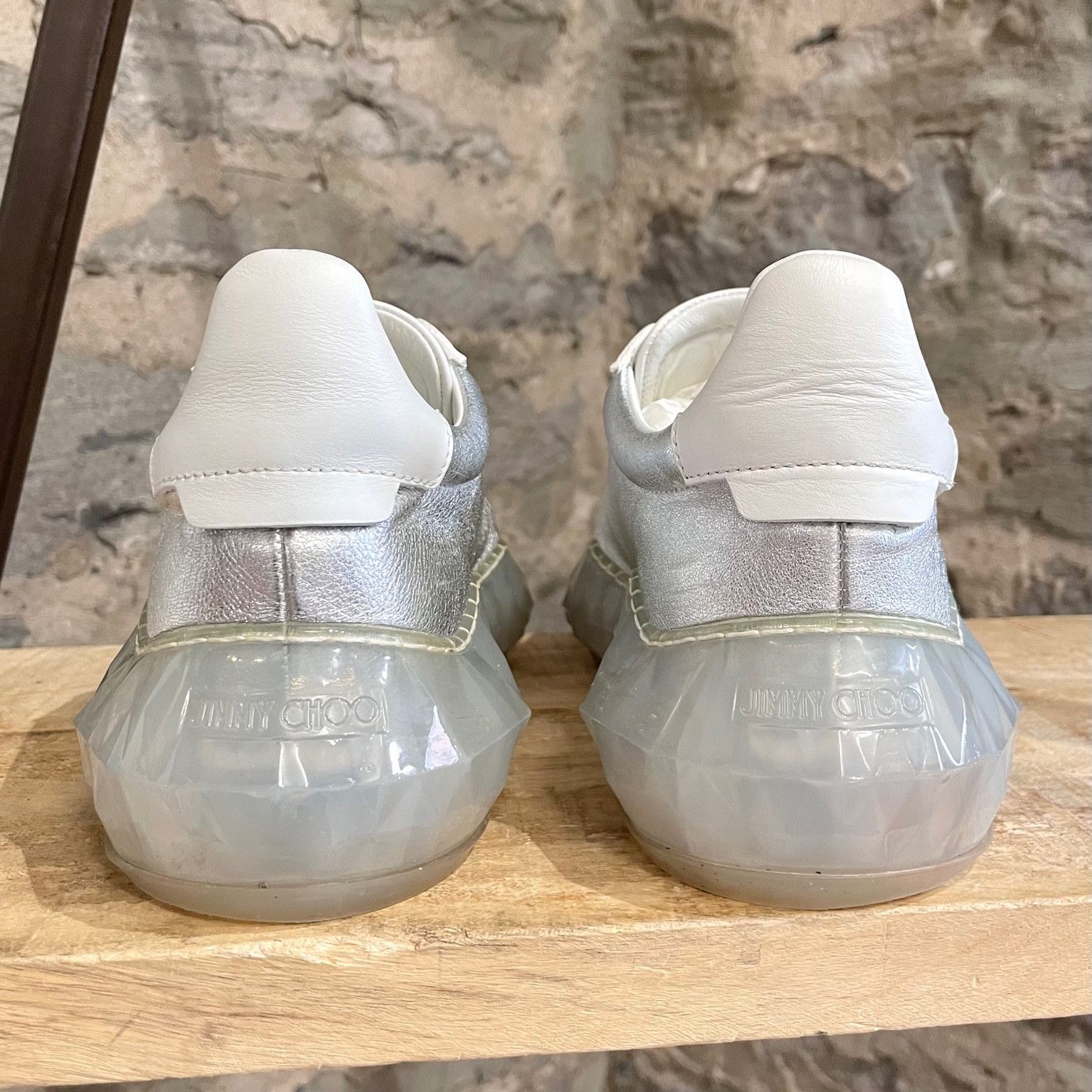 Jimmy Choo Jimmy Choo Silver Metallic White Diamond Oversized Sneakers Size US 7 / IT 37 - 5 Thumbnail