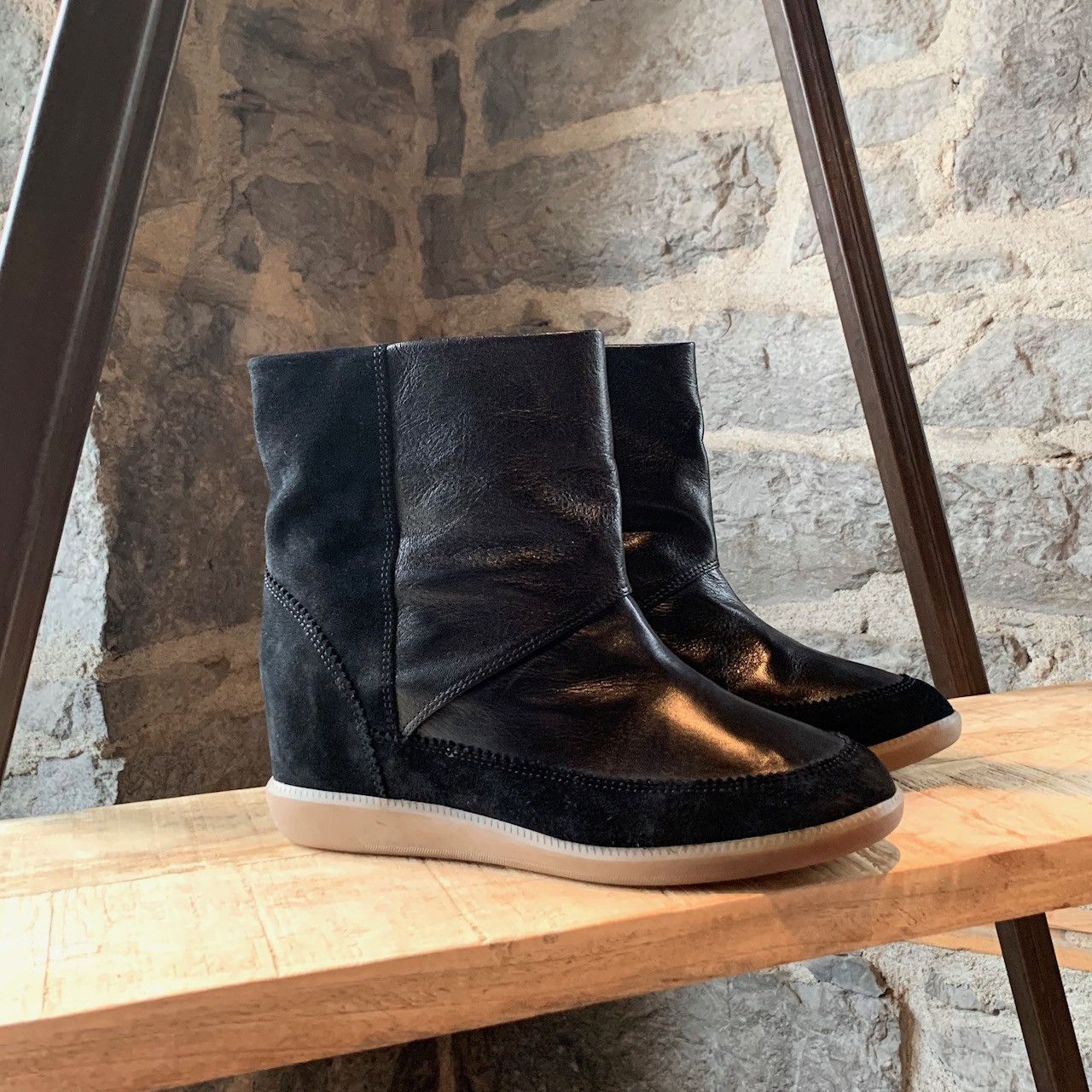 Isabel Marant Isabel Marant Black Suede Wedges Ankle Booties Size US 10 / IT 40 - 1 Thumbnail