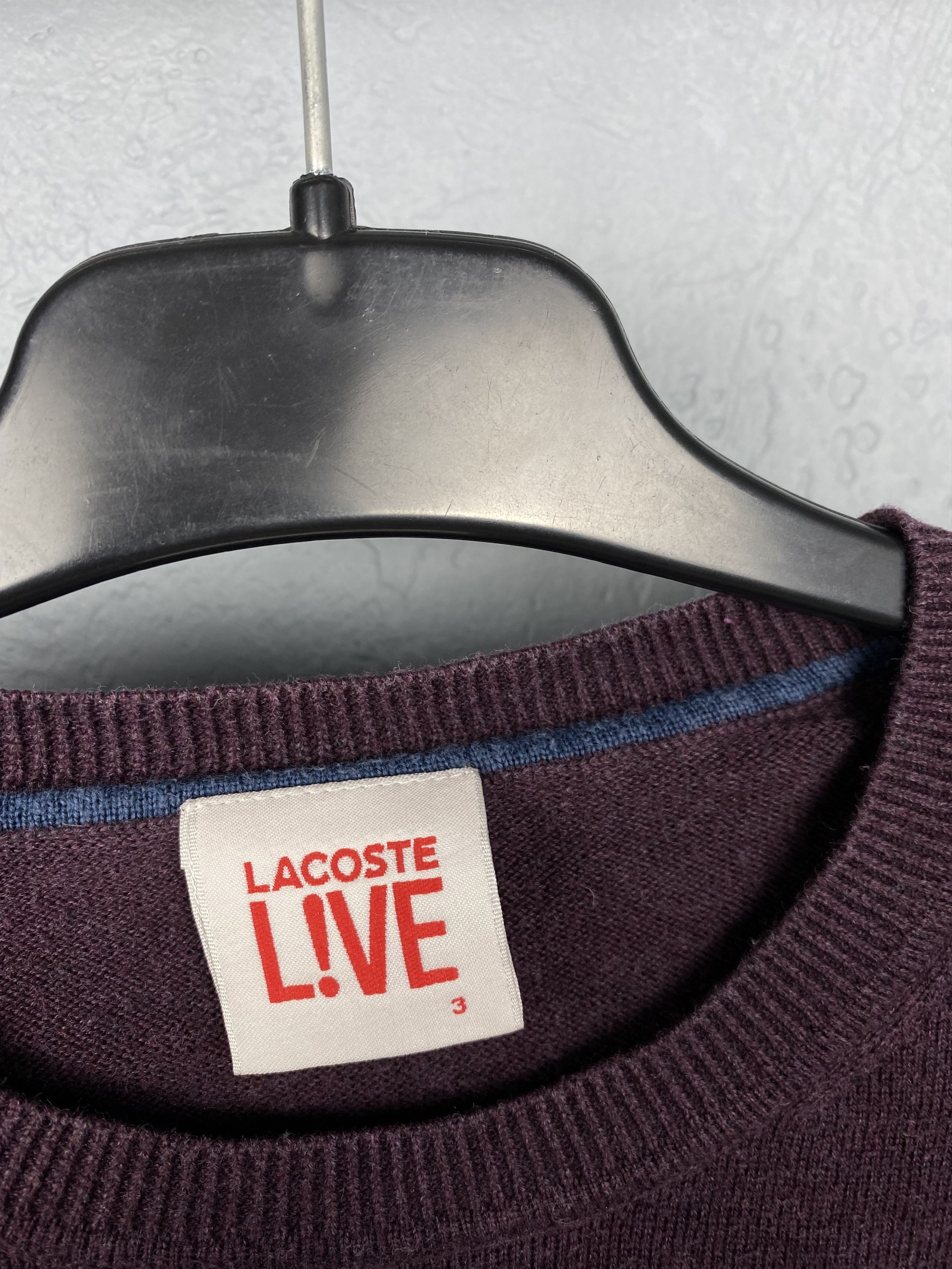Lacoste × Vintage Lacoste Live Vintage Mens Crew Neck Knit Sweater Size US M / EU 48-50 / 2 - 4 Thumbnail