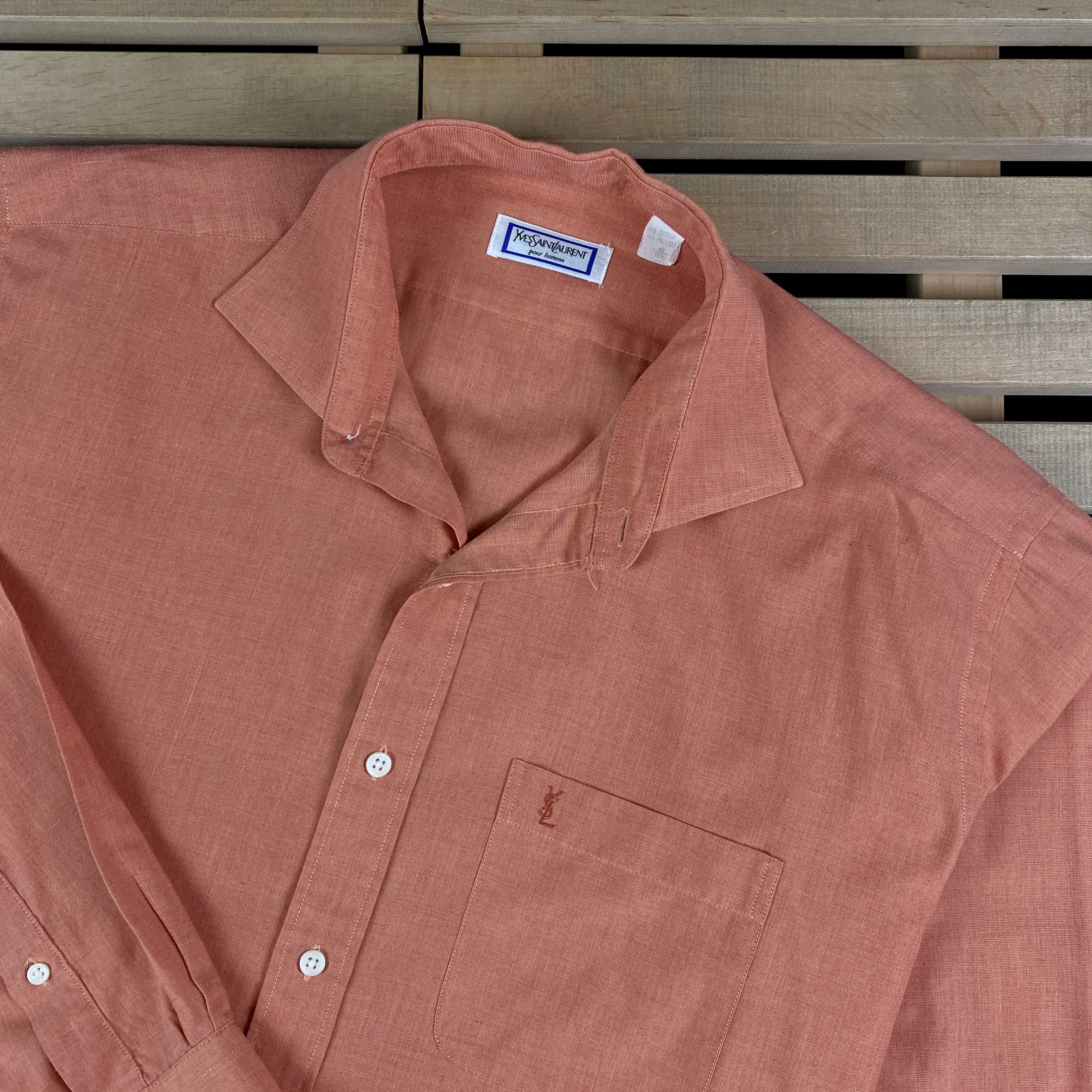 Yves Saint Laurent Mens Shirt Yves Saint Laurent Vintage Size 42/16 Size US L / EU 52-54 / 3 - 2 Thumbnail
