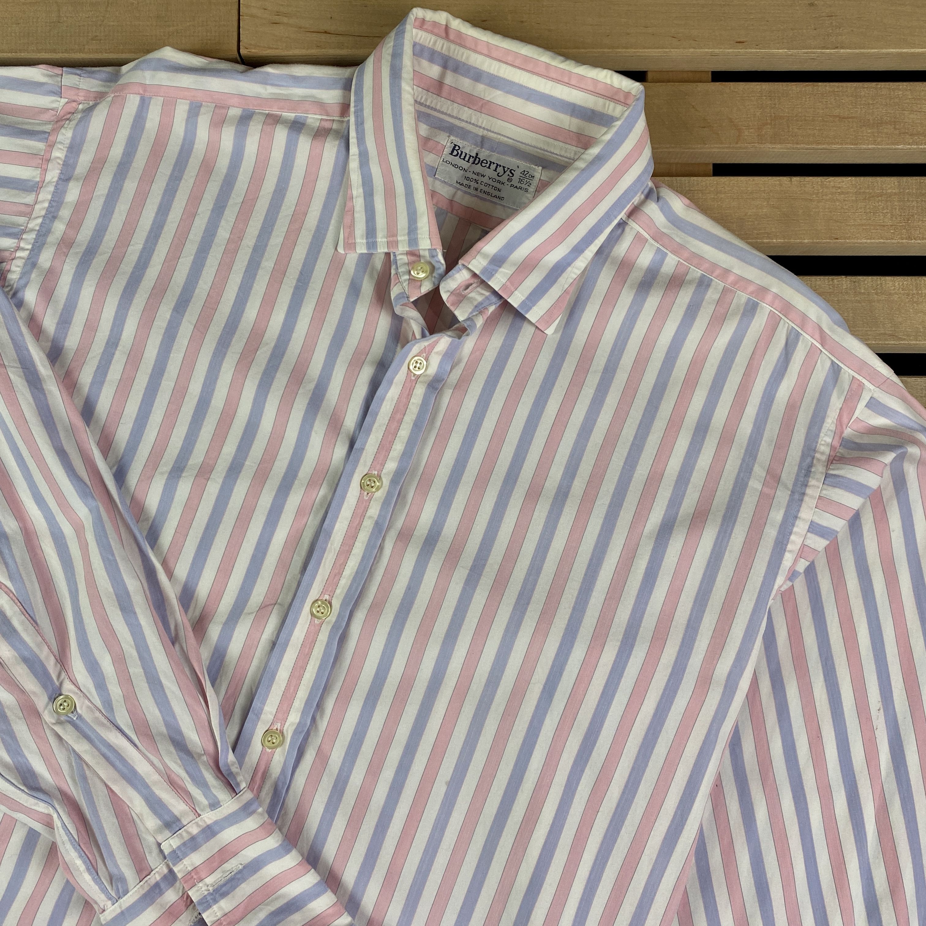 Burberry × Vintage Mens Shirt Long Sleeve Burberrys Vintage Size 42/16 Size US L / EU 52-54 / 3 - 2 Thumbnail