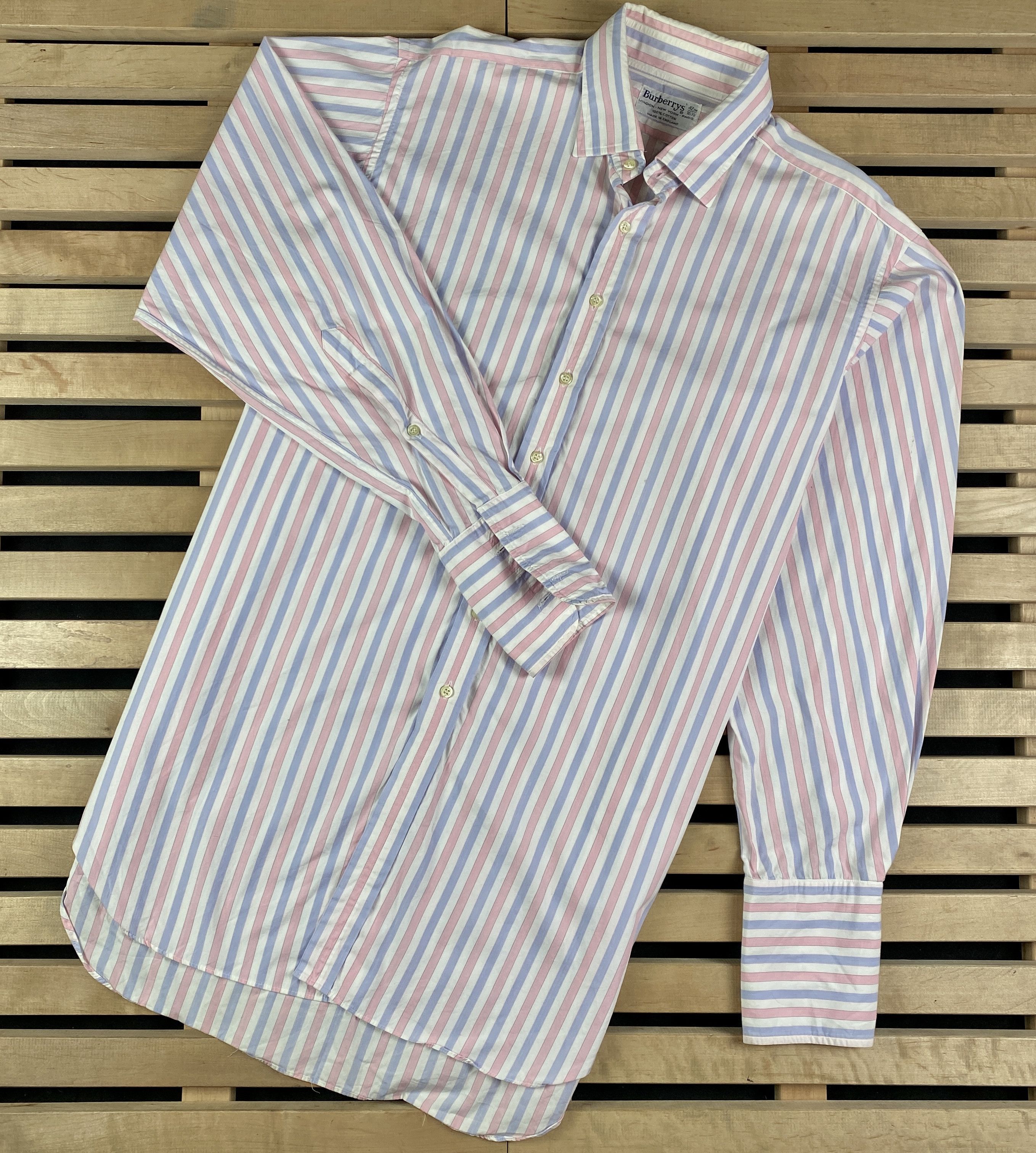 Burberry × Vintage Mens Shirt Long Sleeve Burberrys Vintage Size 42/16 Size US L / EU 52-54 / 3 - 1 Thumbnail