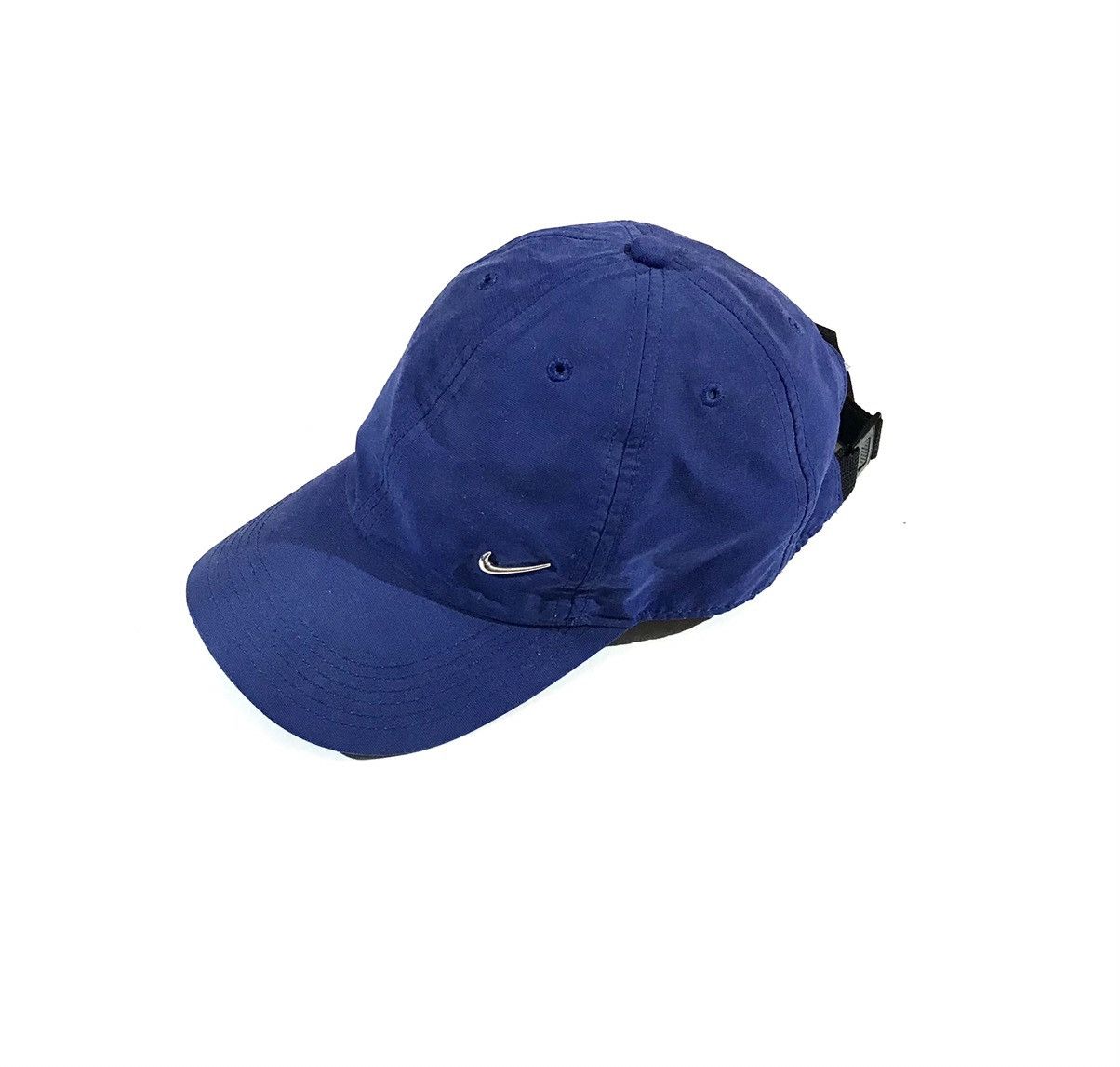 Nike × Vintage Vintage Y2K Nike Blue Cap Metal Swoosh Size ONE SIZE - 1 Thumbnail