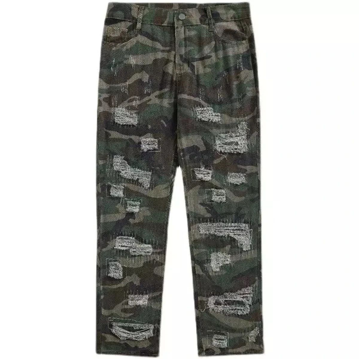 Japanese Brand 💥Camo Distressed Patchwork Denim Size 埬3 Size US 32 / EU 48 - 2 Thumbnail