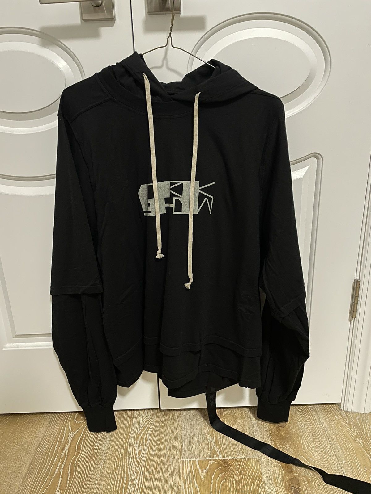 image of Rick Owens Drkshdw Hustler Hoodie in Black, Men's (Size Large)