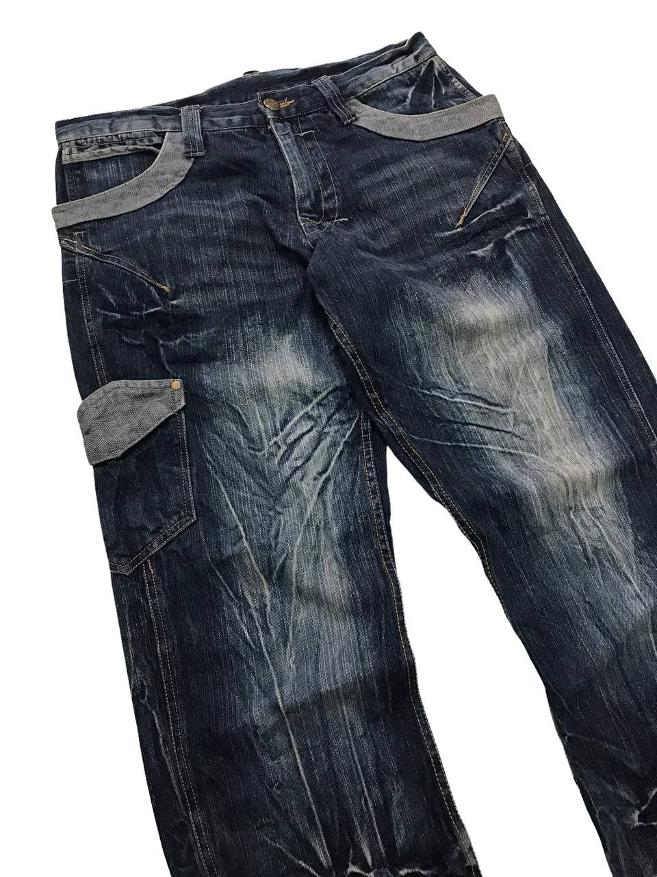 Japanese Brand Multipocket Gumu Intl Bondage Distressed Denim Cargo Pants⚡️ Size US 33 - 4 Thumbnail