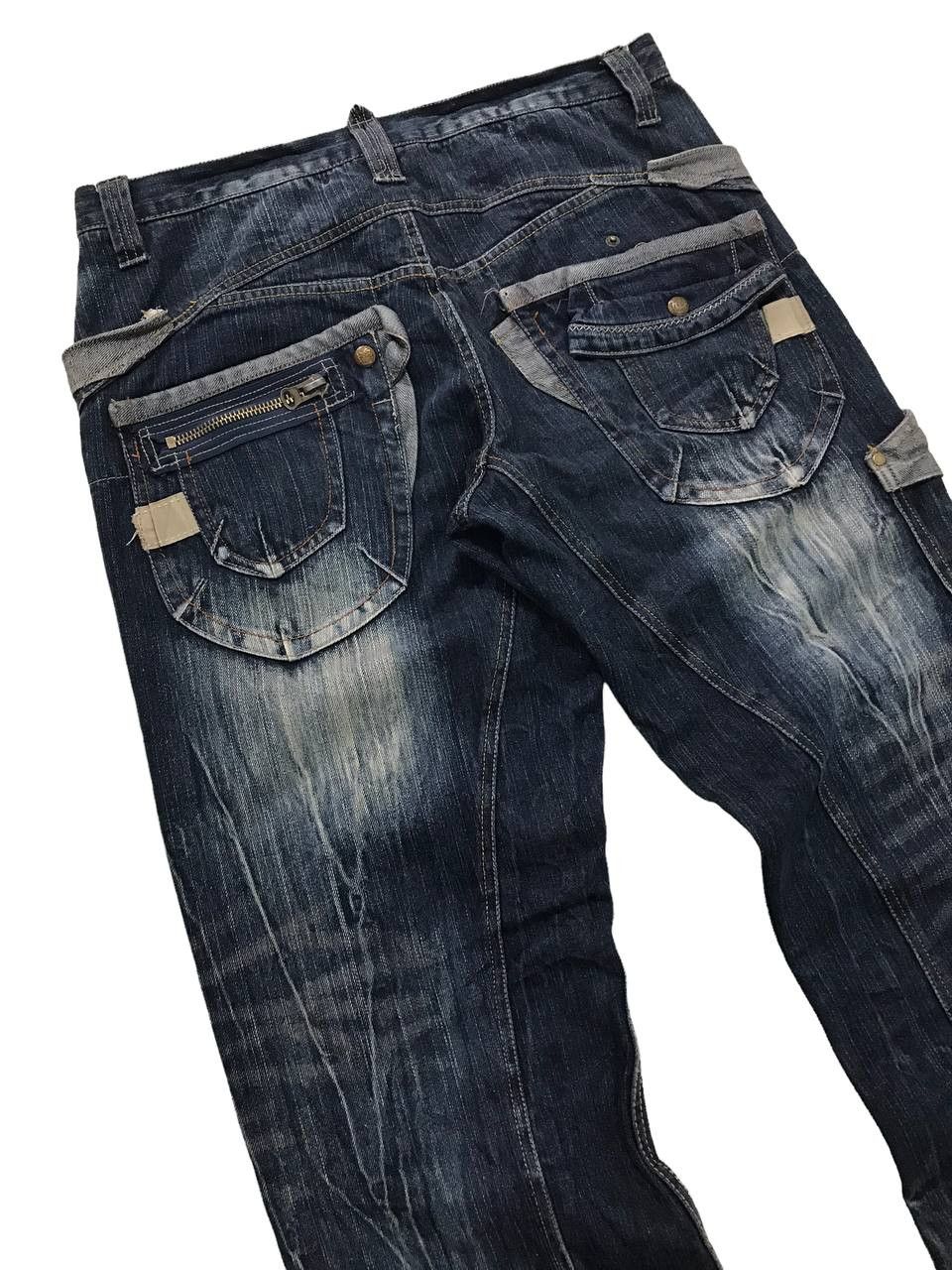 Japanese Brand Multipocket Gumu Intl Bondage Distressed Denim Cargo Pants⚡️ Size US 33 - 8 Thumbnail