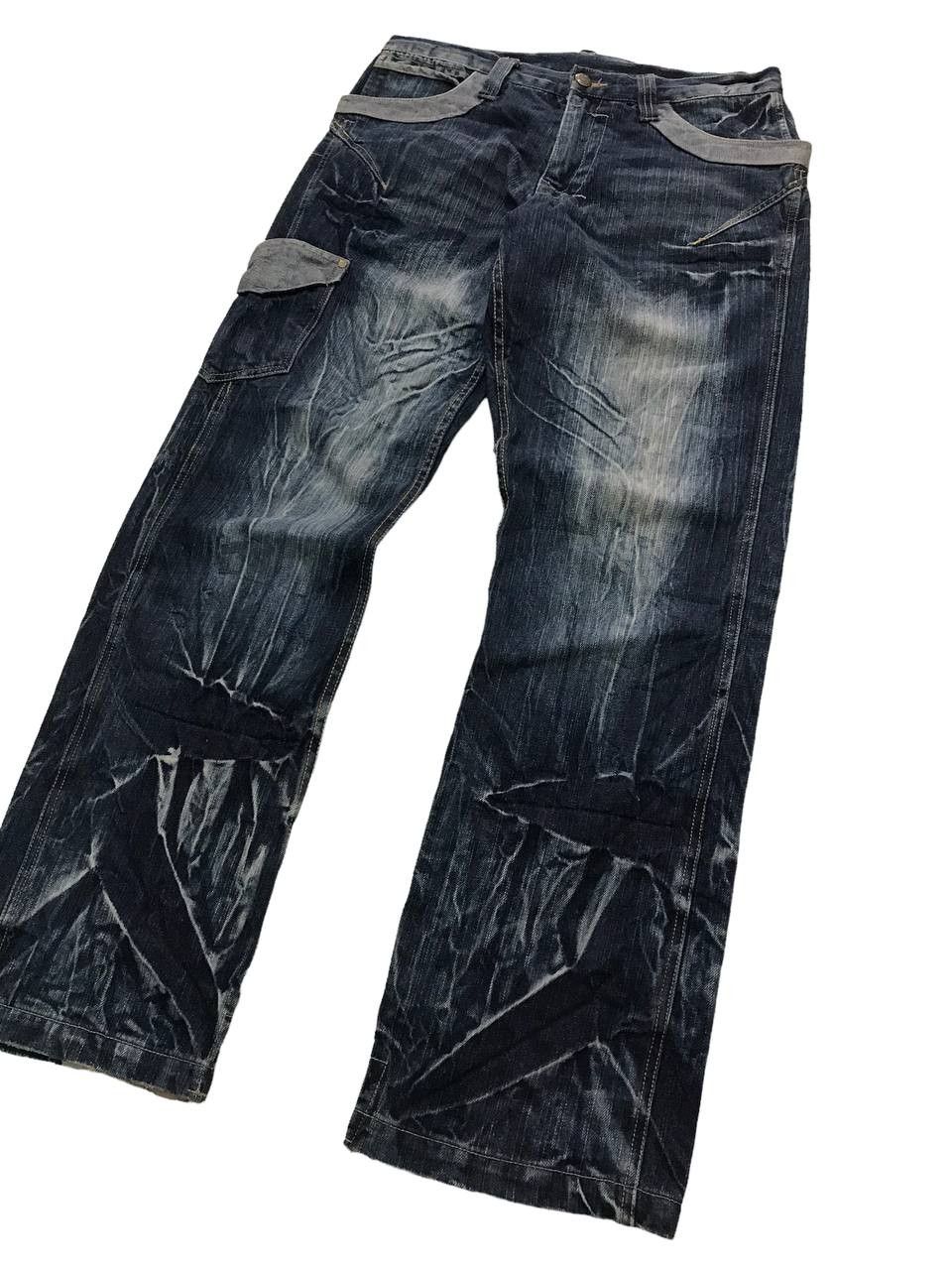 Japanese Brand Multipocket Gumu Intl Bondage Distressed Denim Cargo Pants⚡️ Size US 33 - 2 Thumbnail