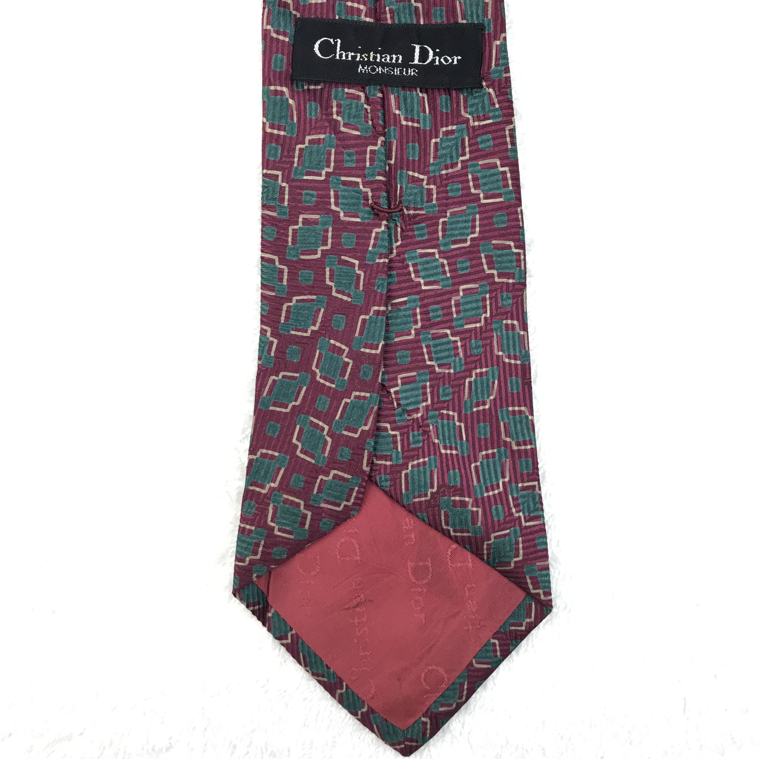 Designer × Vintage CD110 Vintage Christian Dior Pure Silk Necktie Full Monogram Size ONE SIZE - 6 Thumbnail