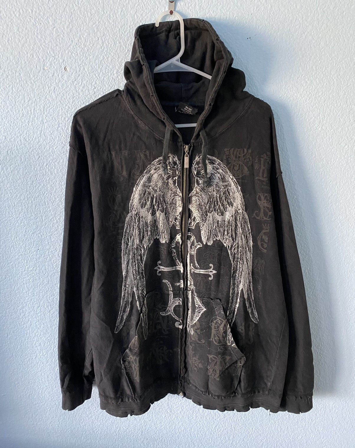 Vintage Vintage 2000s Affliction Inspired Eagle Wings Black Hoodie Size US L / EU 52-54 / 3 - 1 Preview