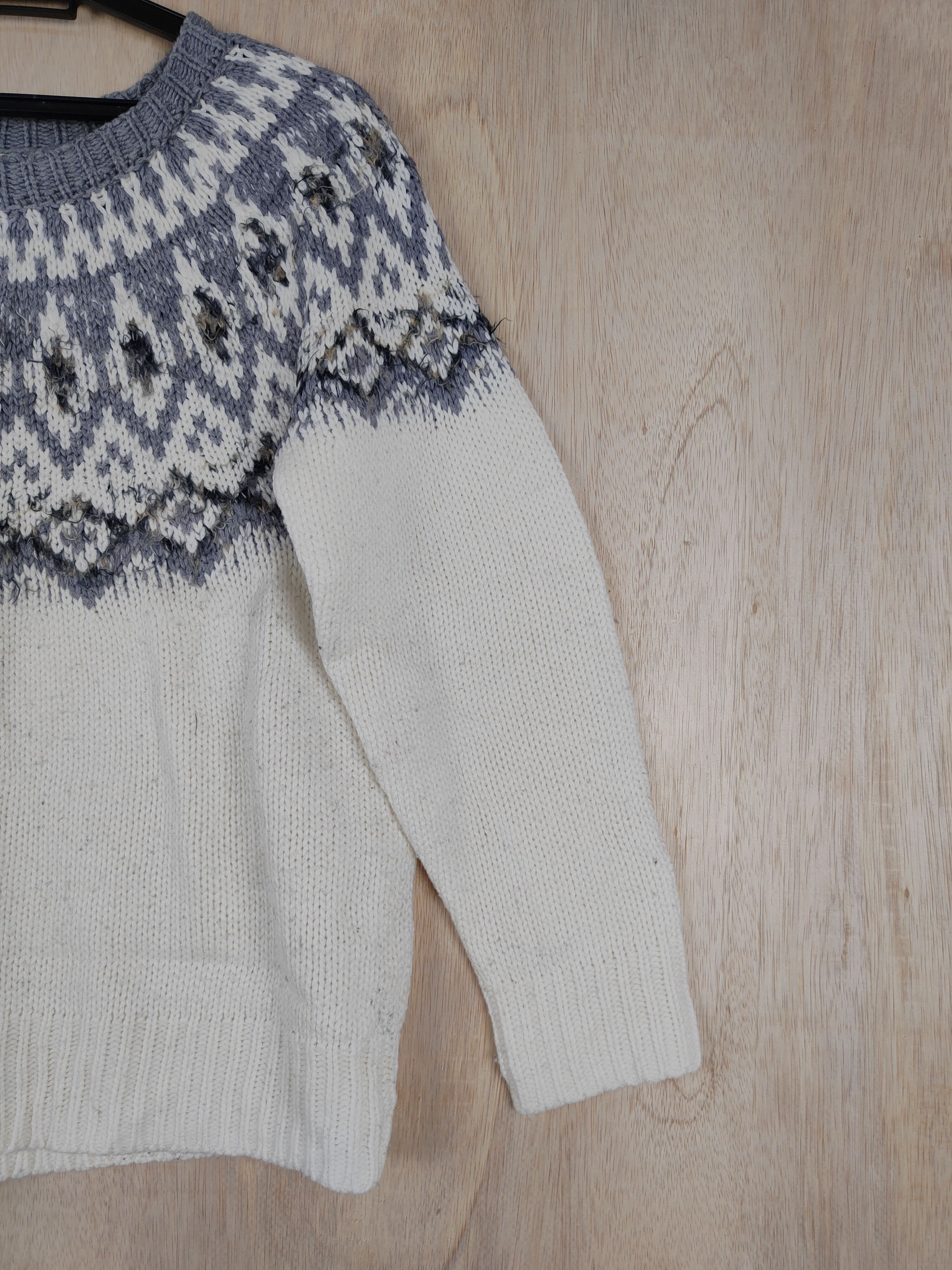 Japanese Brand Studio Clip White/Gray navajo Knitwear #S303 Size S / US 4 / IT 40 - 5 Thumbnail