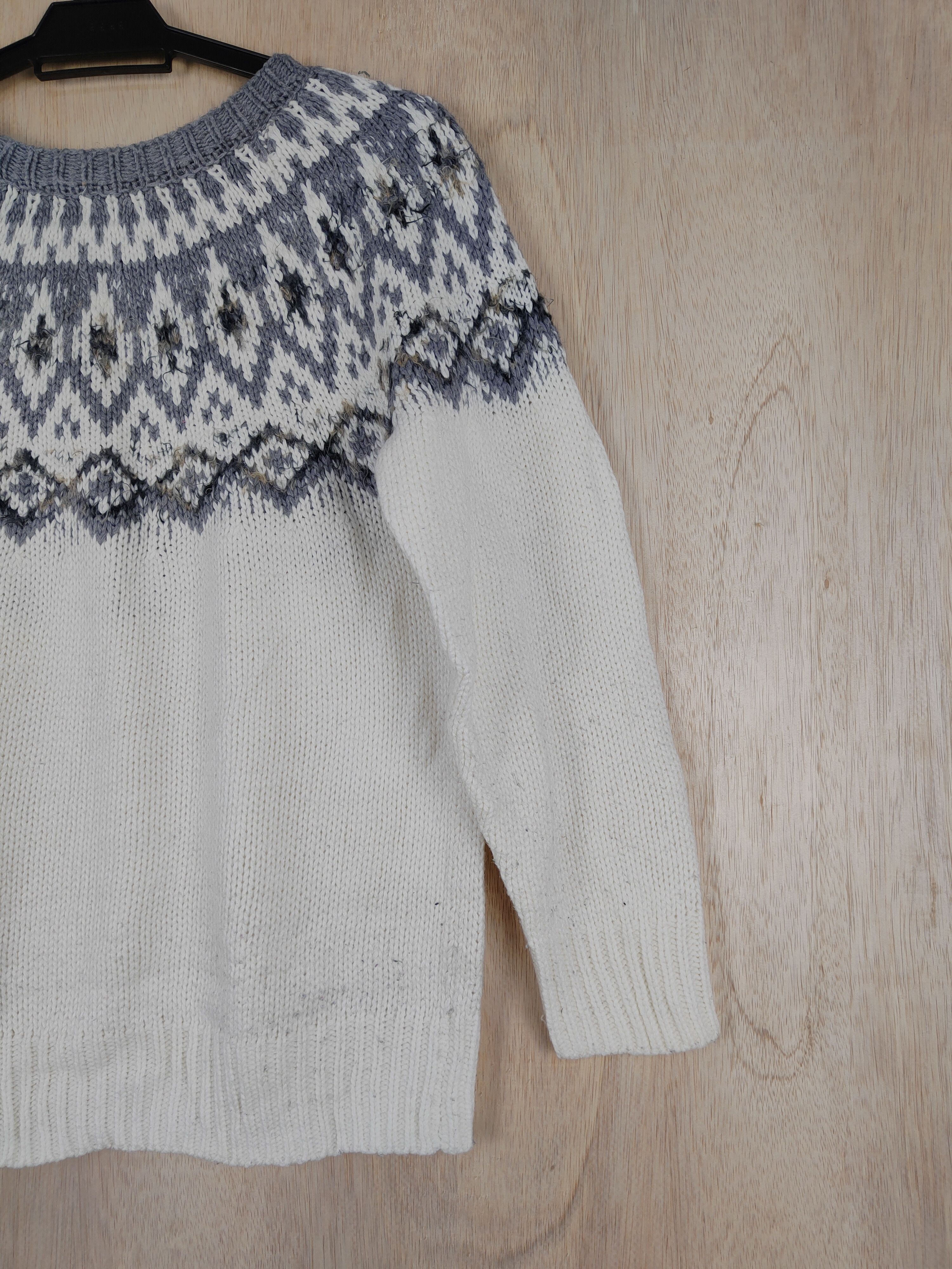 Japanese Brand Studio Clip White/Gray navajo Knitwear #S303 Size S / US 4 / IT 40 - 8 Thumbnail