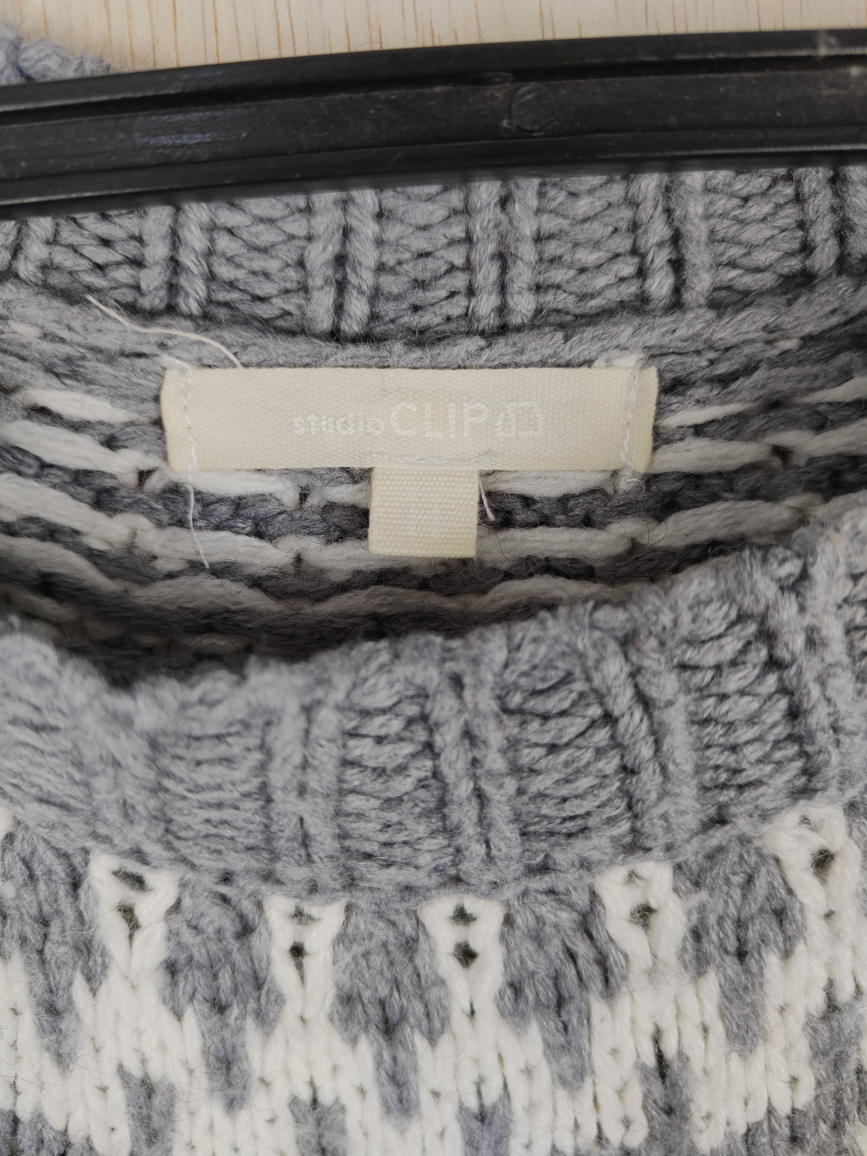 Japanese Brand Studio Clip White/Gray navajo Knitwear #S303 Size S / US 4 / IT 40 - 9 Thumbnail