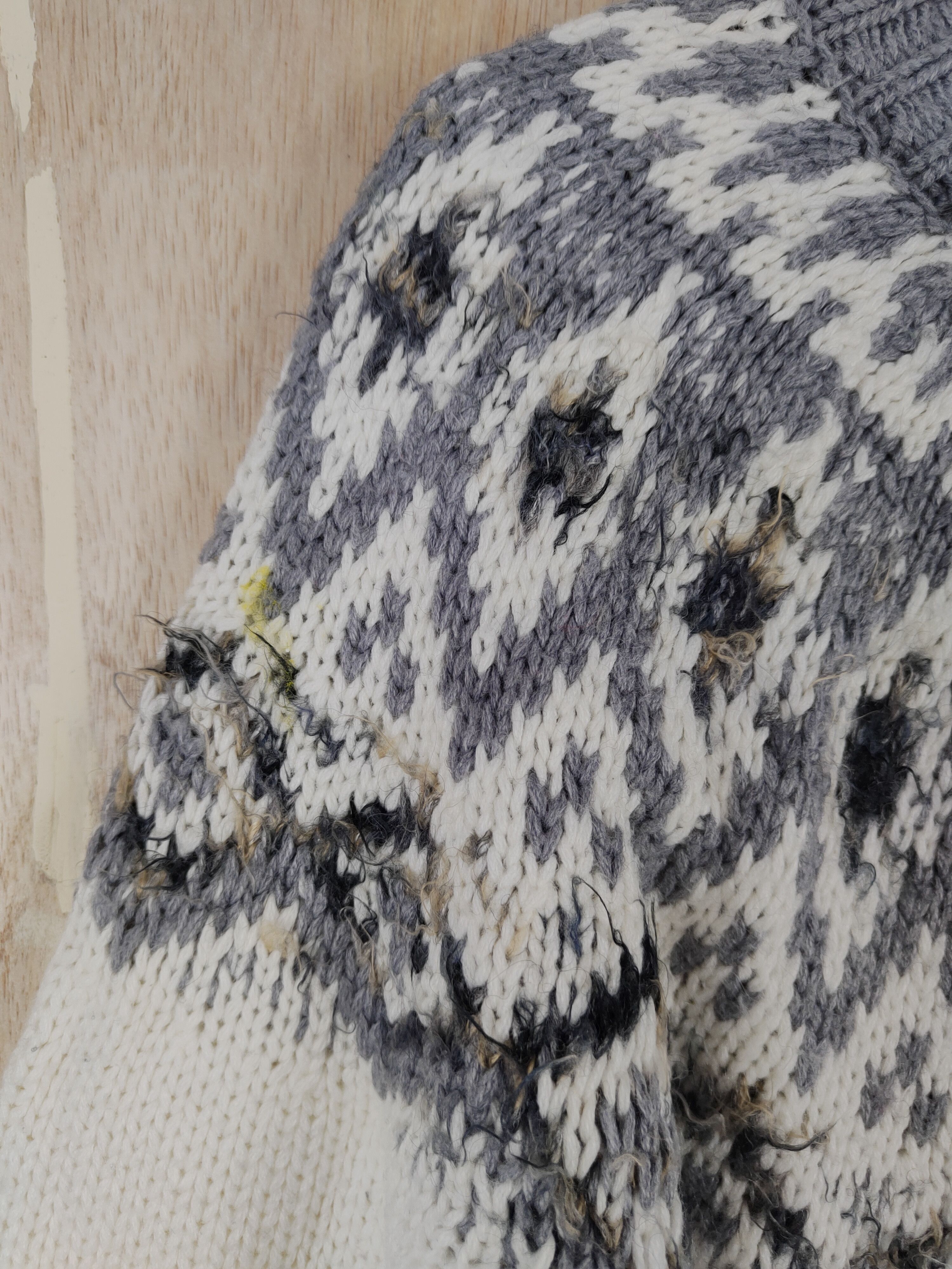 Japanese Brand Studio Clip White/Gray navajo Knitwear #S303 Size S / US 4 / IT 40 - 4 Thumbnail