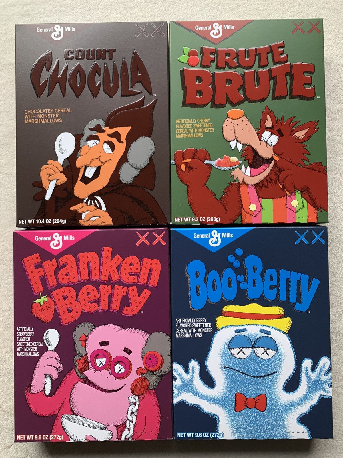 Kaws Kaws x Monsters Limited Edition Set Of 4 Cereal Boxes | Grailed
