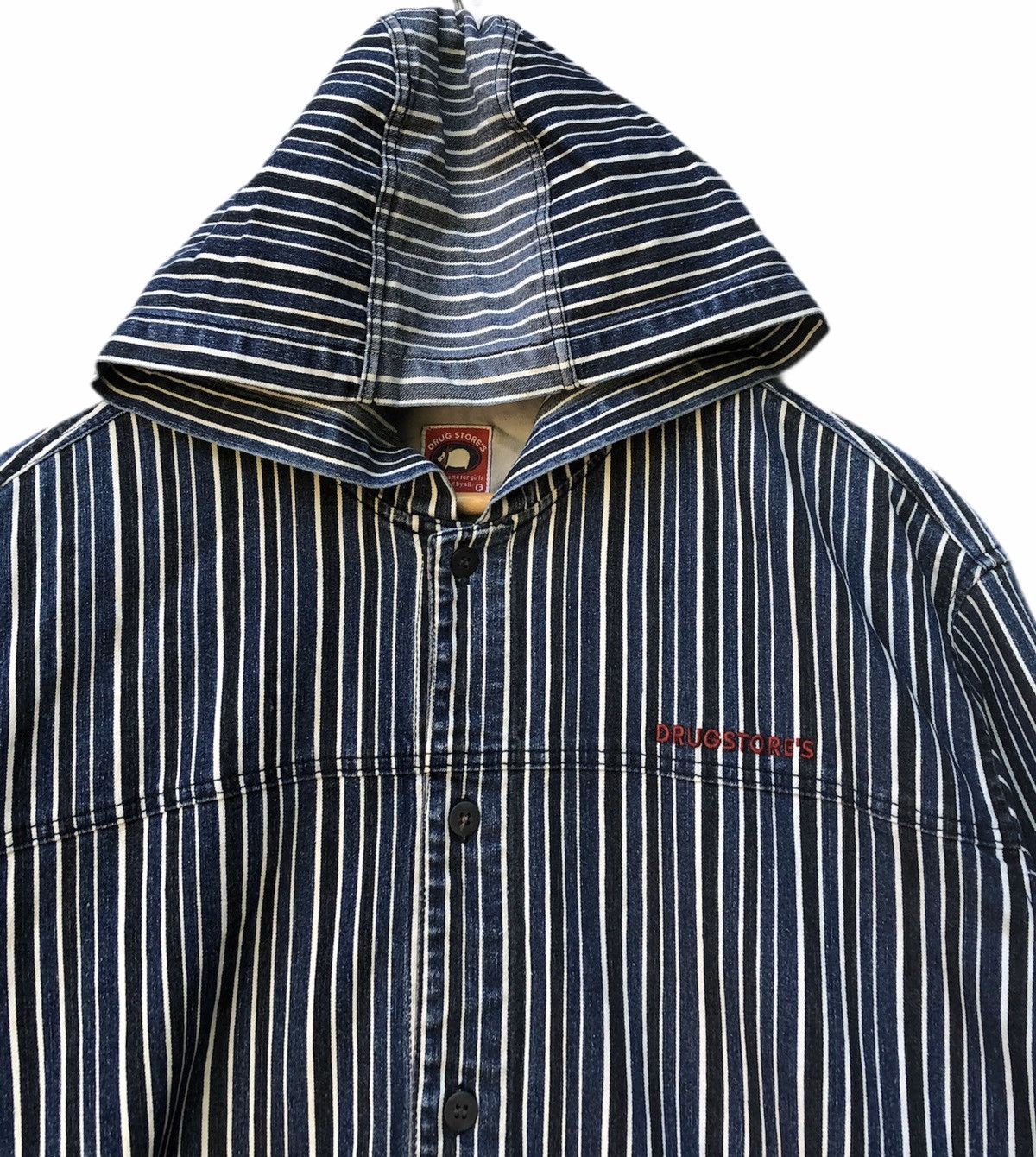 Japanese Brand Vintage 90s Drugstores Hoodie Denim Size US L / EU 52-54 / 3 - 2 Thumbnail