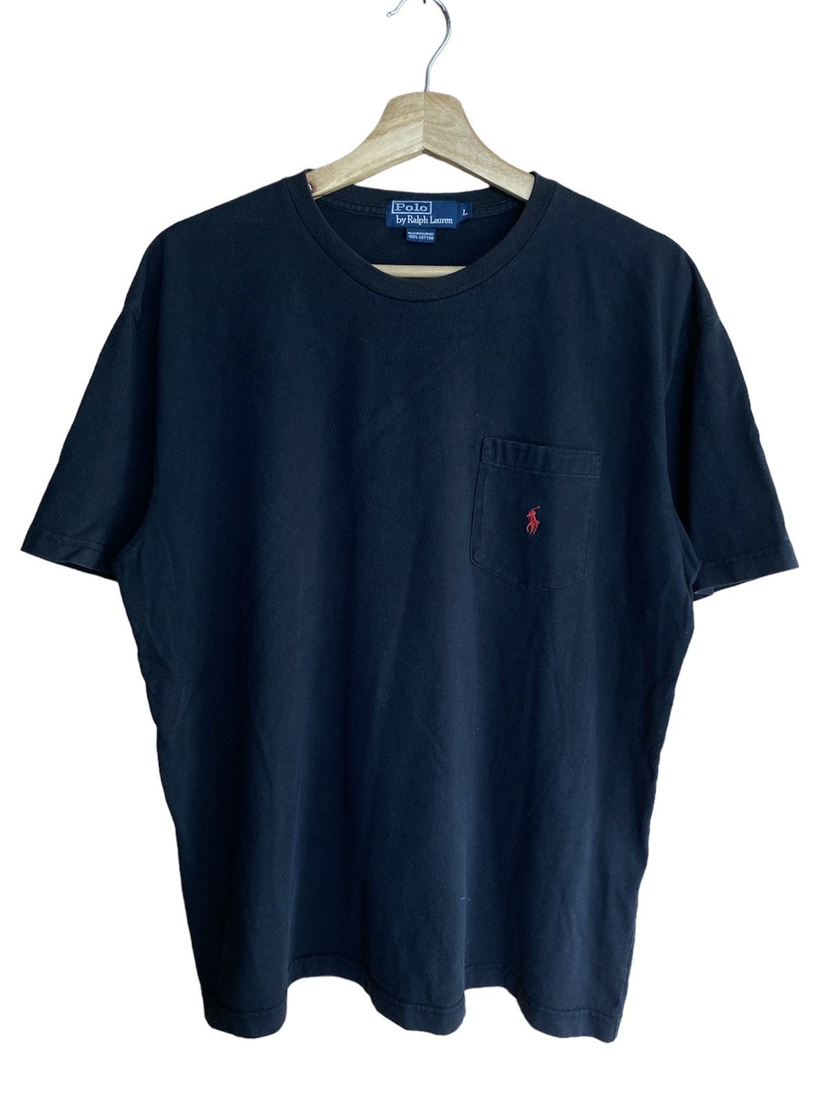 Vintage POLO JEANS Ralph Lauren Made In USA Baggy Tee Shirt Top Plain Pocket main image 0