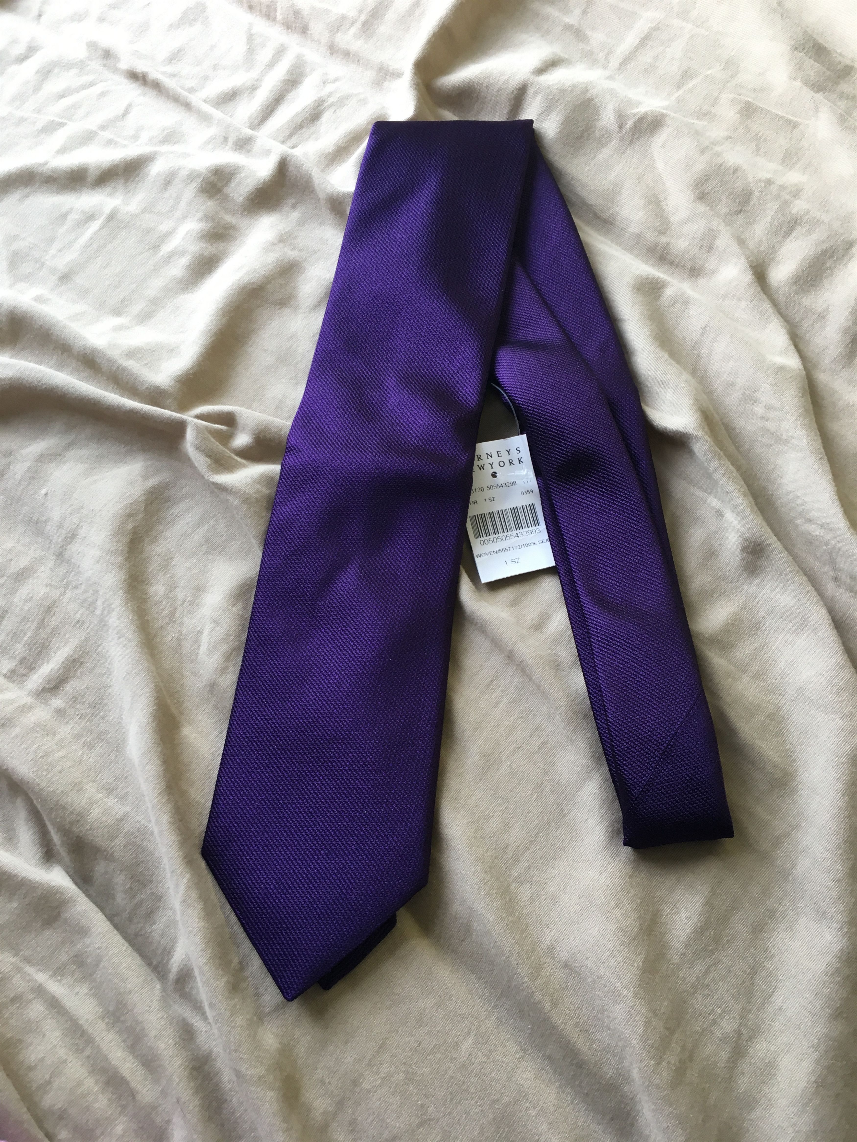 Barneys New York Purple Textured Silk Tie Size ONE SIZE - 1 Thumbnail