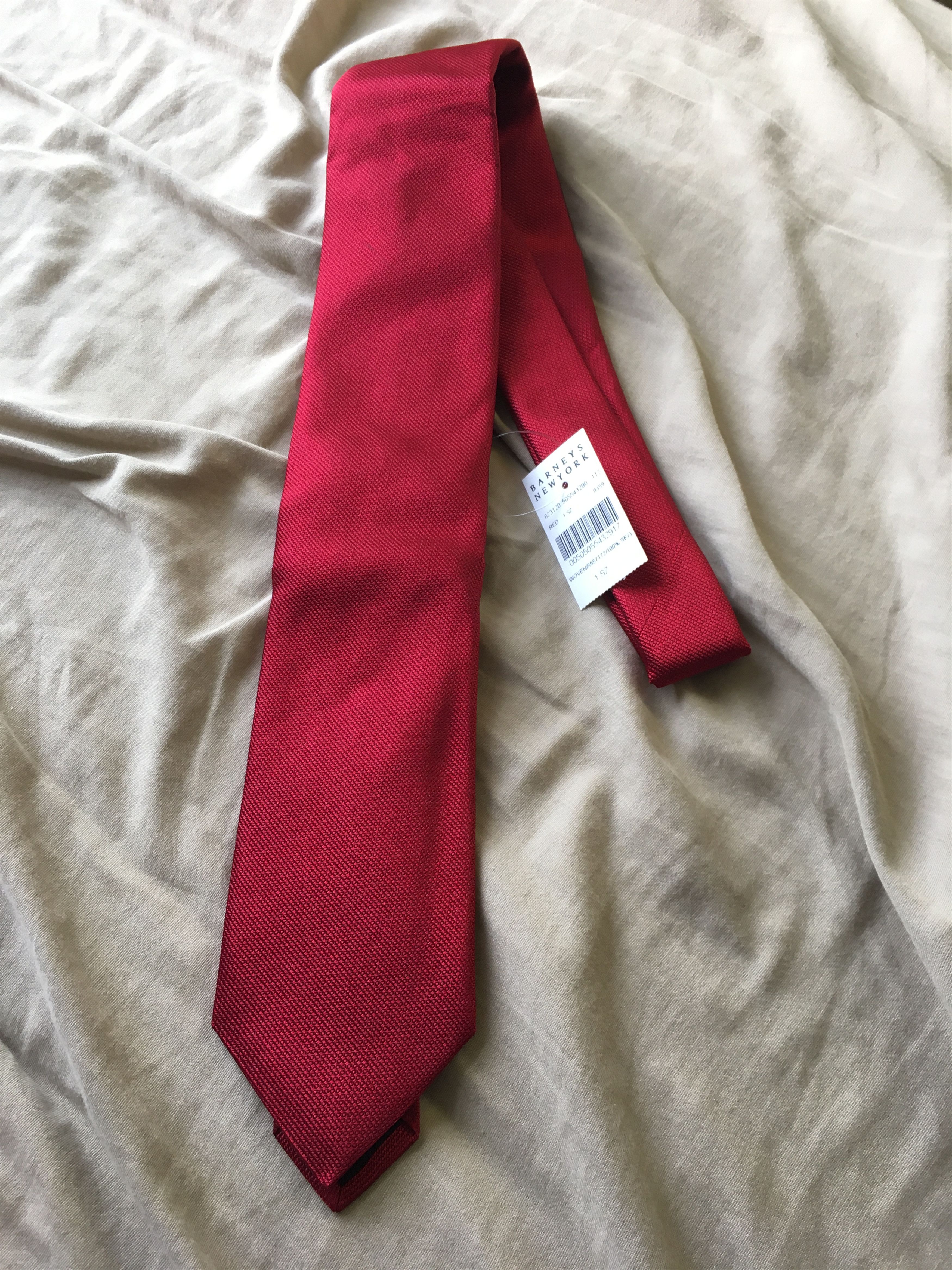 Barneys New York Red Textured Silk Tie Size ONE SIZE - 2 Thumbnail