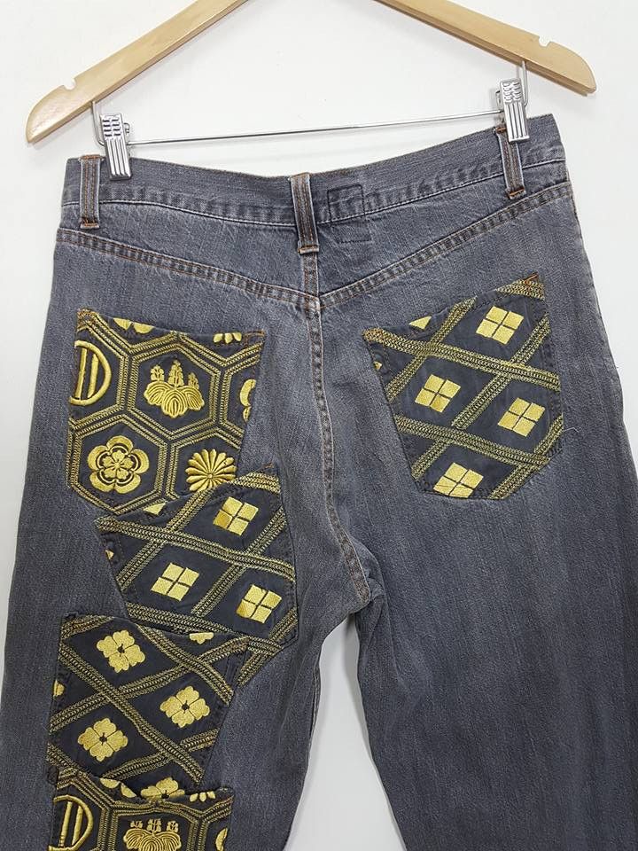 Designer Japanese Logo Symbol of Mon Denim Pants Size US 32 / EU 48 - 8 Thumbnail
